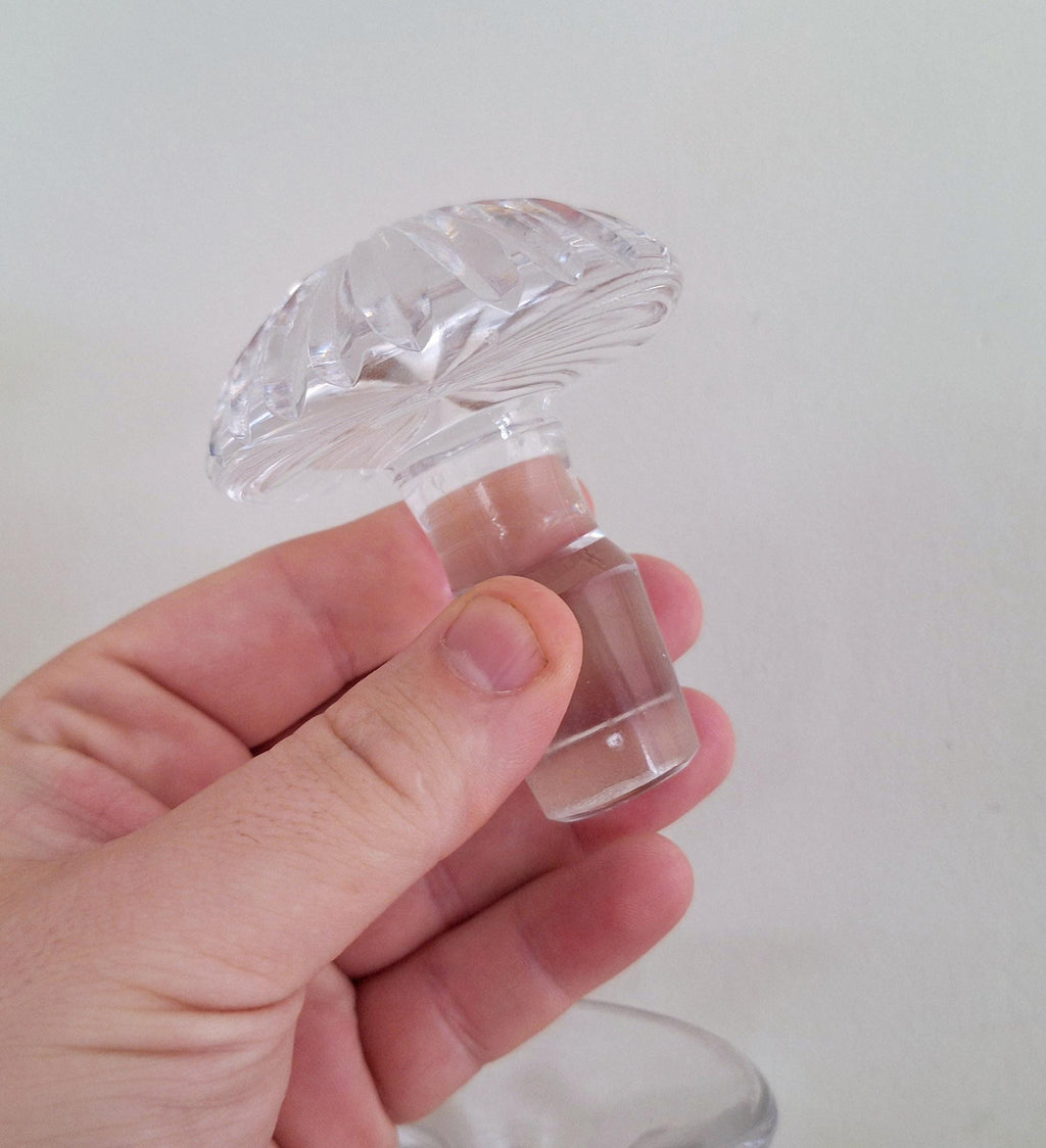 Vintage Cut Glass Decanter with Stopper | Geometric Starburst Design | Elegant Crystal Liquor Bottle | Barware | Collectible Glassware