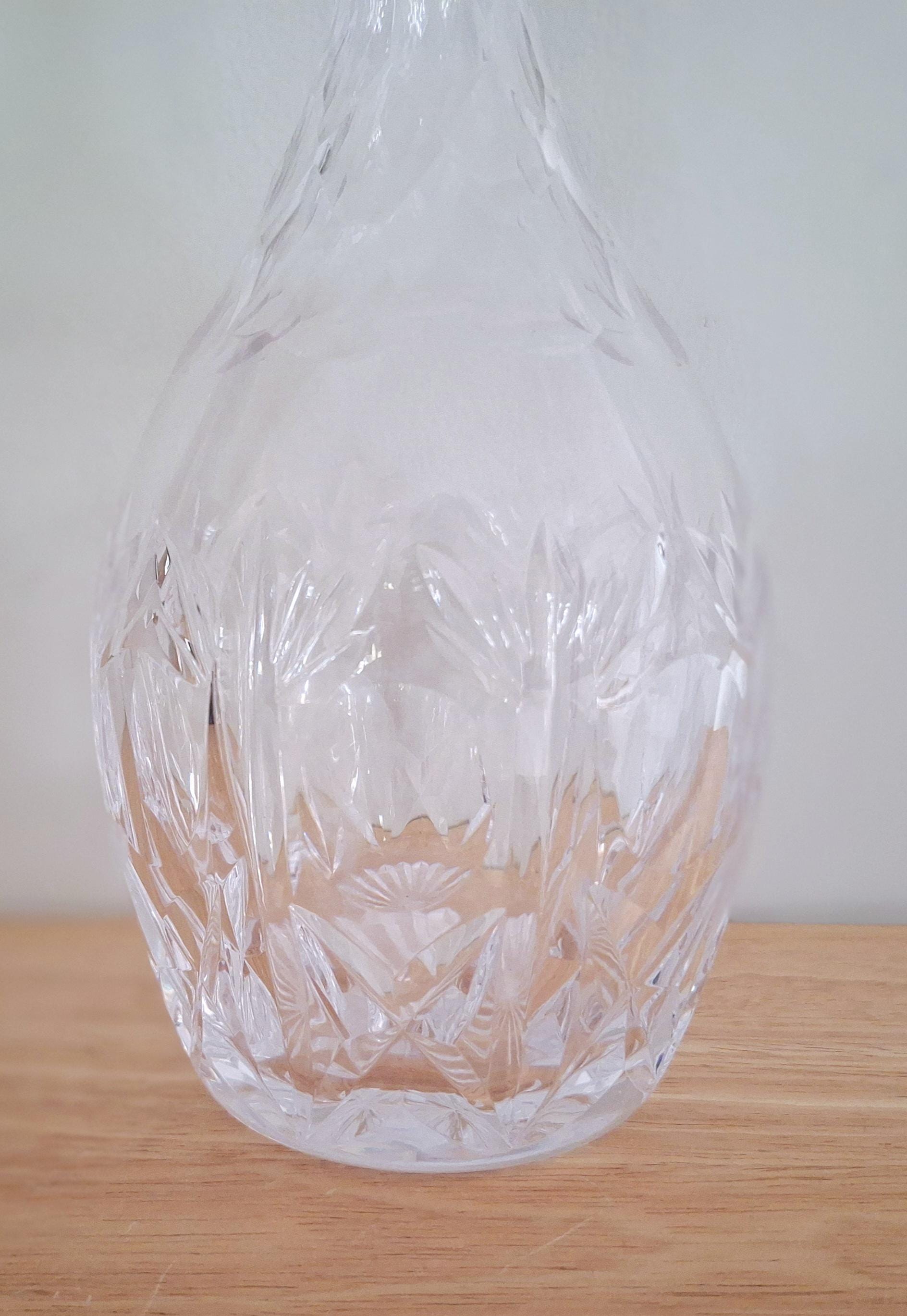 Vintage Cut Crystal Glass Decanter with Ornate Stopper  Elegant Liquor Bottle for Whiskey or Wine