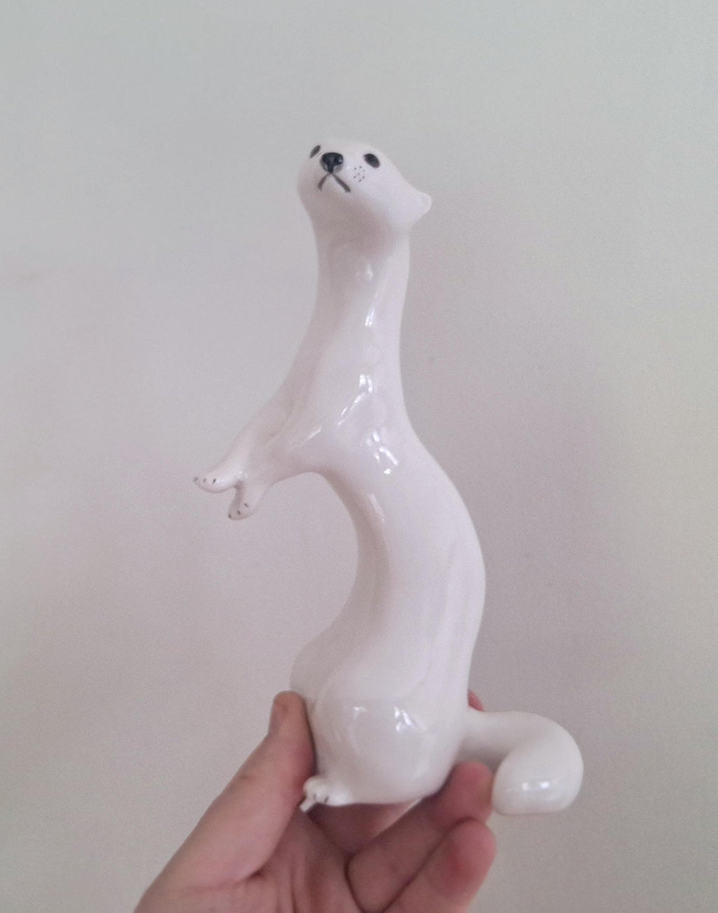 Vintage Soviet Porcelain Weasel/Mink Figurine - Mid-Century Russian USSR Animal Collectible vintage Lomonosov  Russian Porcelain Winter Mink