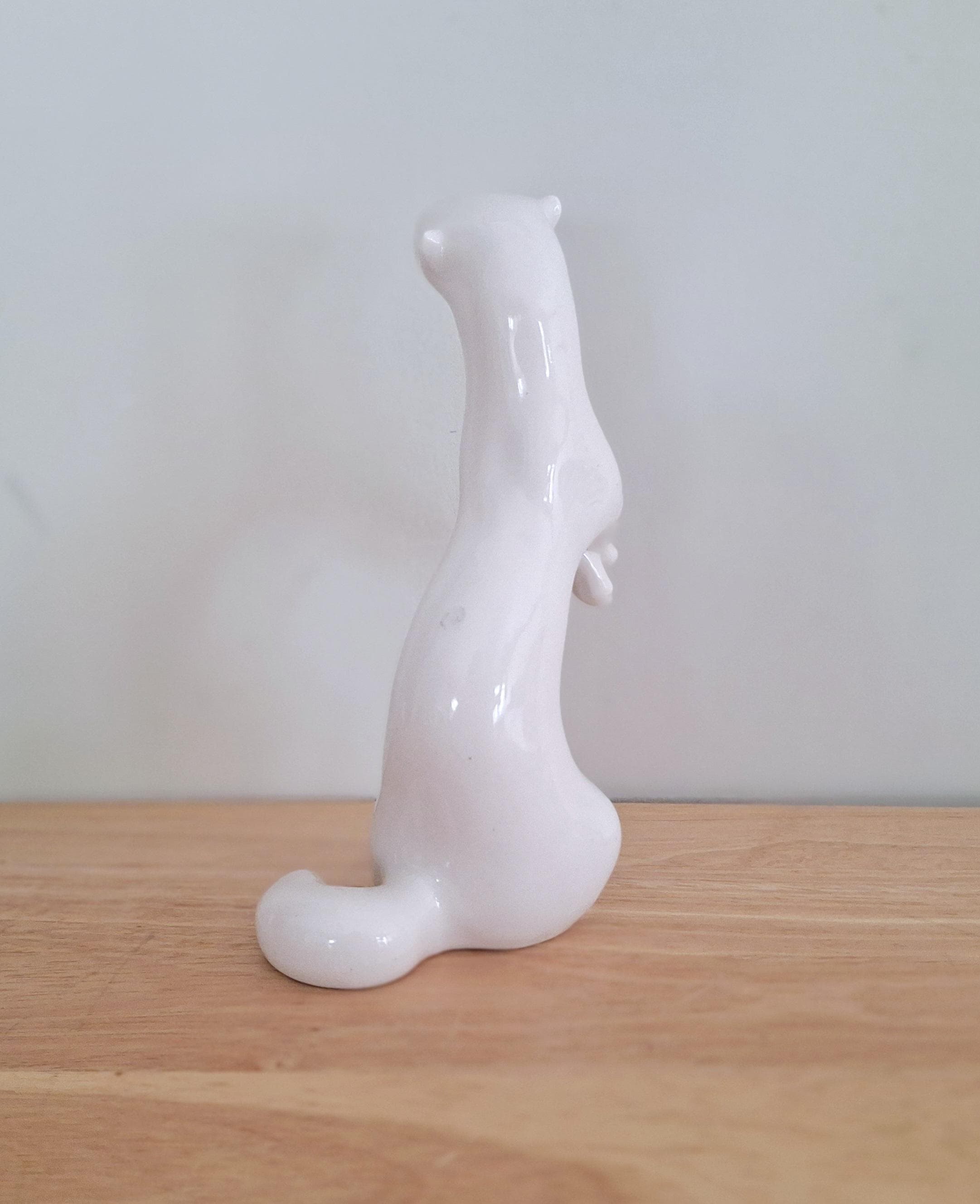 Vintage Soviet Porcelain Weasel/Mink Figurine - Mid-Century Russian USSR Animal Collectible vintage Lomonosov  Russian Porcelain Winter Mink