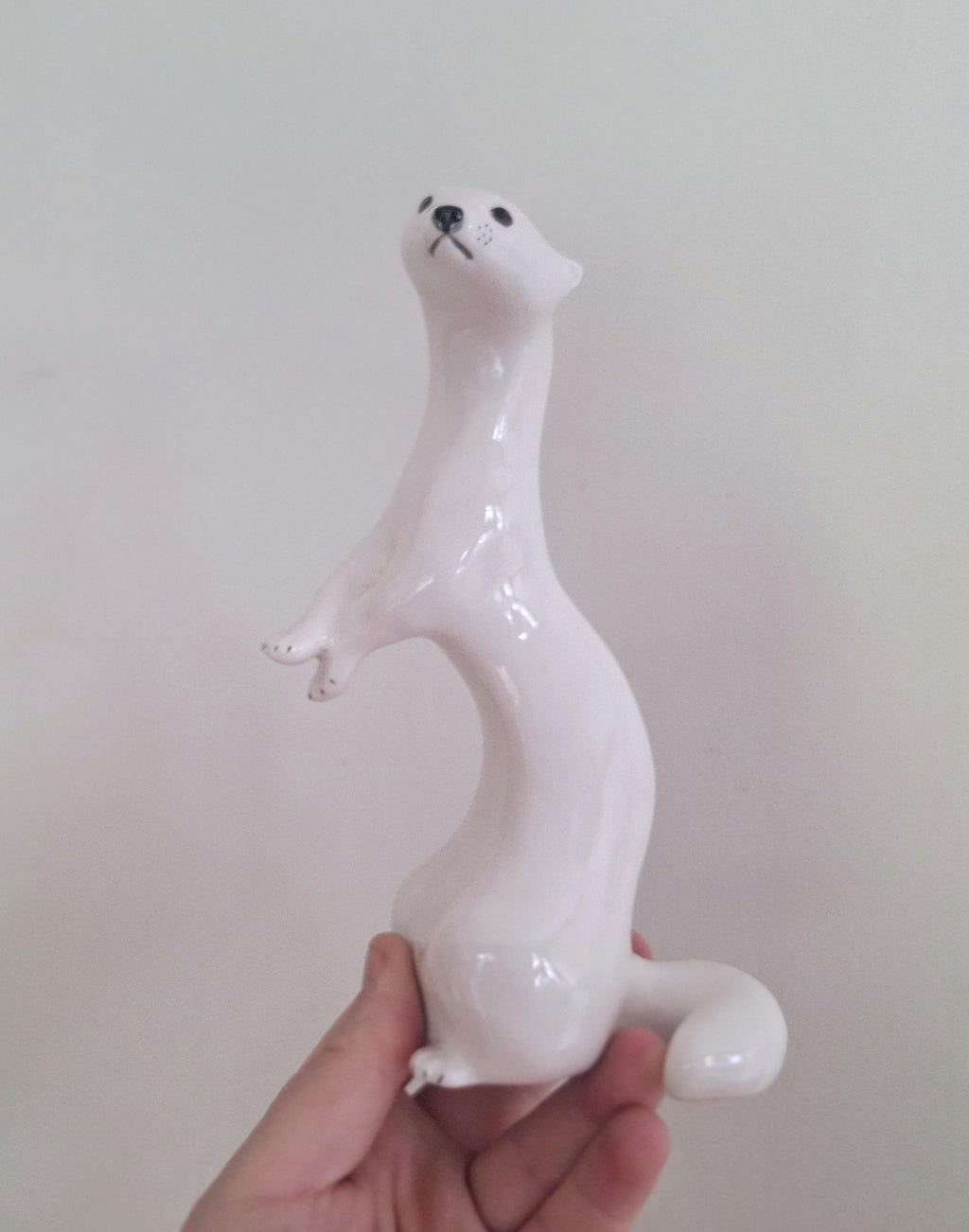 Vintage Soviet Porcelain Weasel/Mink Figurine - Mid-Century Russian USSR Animal Collectible vintage Lomonosov  Russian Porcelain Winter Mink