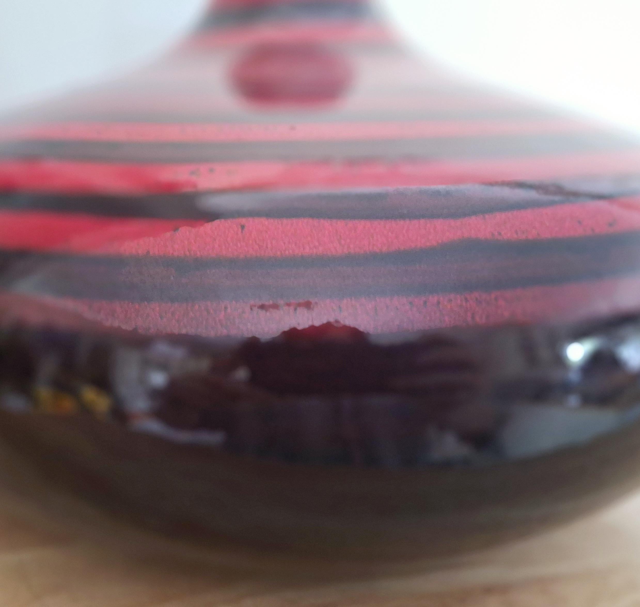 John Lewis Contemporary Red & Black Striped Decorative Vase  Unique Statement Piece for Modern Home Decor, Collectible Art Glass**