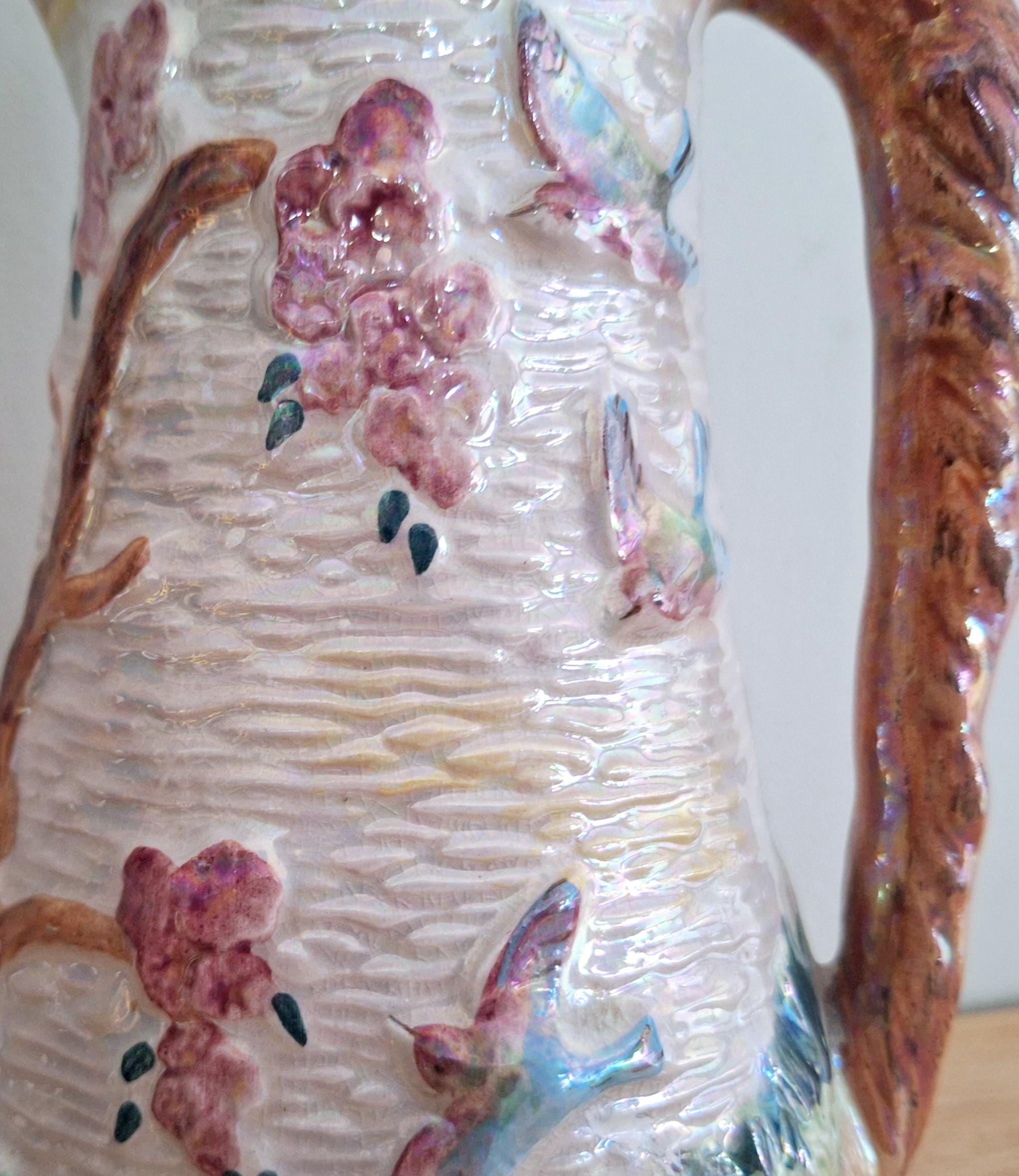 Vintage Wood & Sons Walwood Jug, Tree and Bird Motif, English Pottery from the 1930s-1940s, Earthenware Pitcher, Rustic Cottagecore Decor