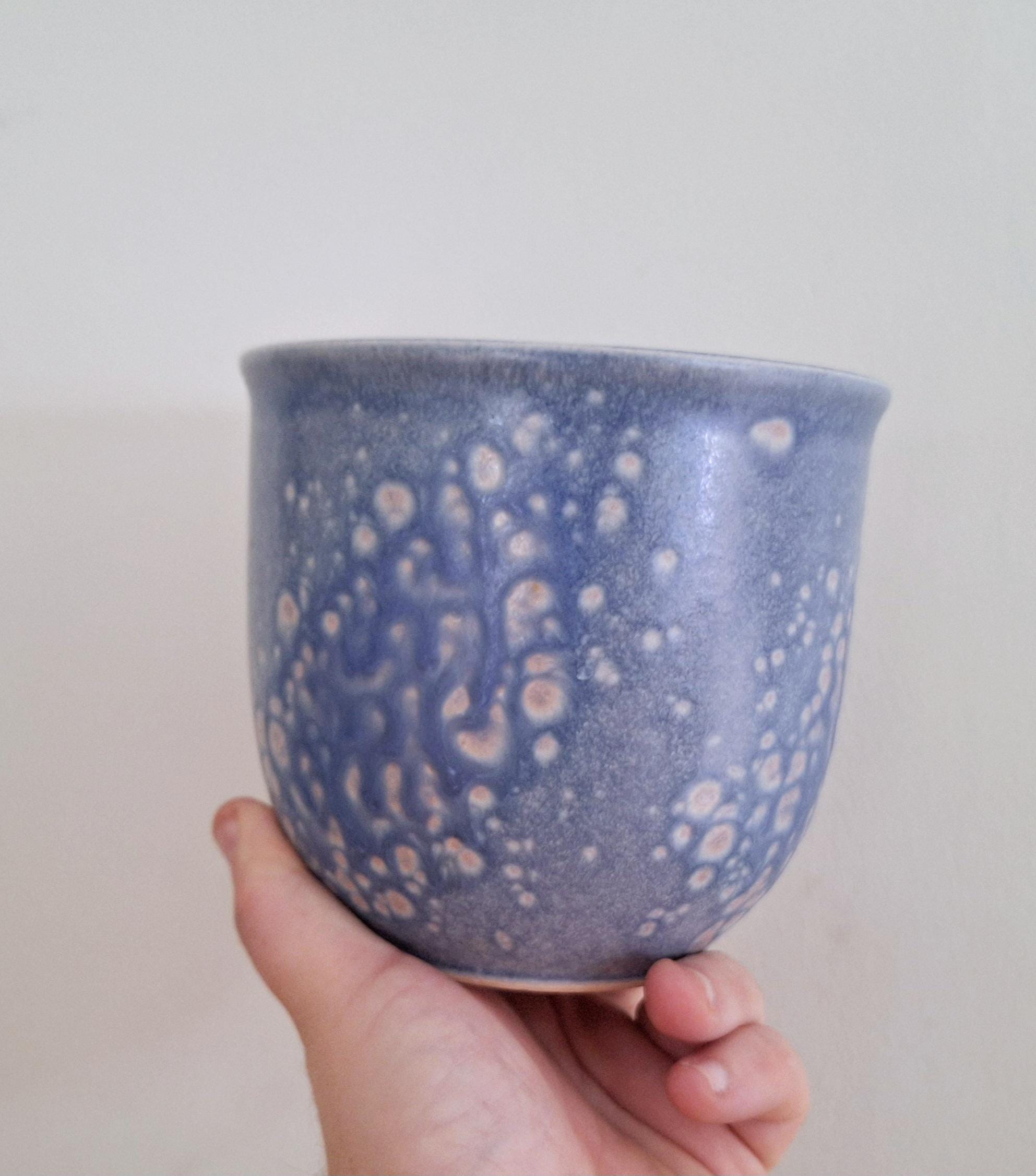 Vintage Scheurich Blue Speckled Ceramic Plant Pot | Mid-Century West German Pottery | Retro Flower Planter | Indoor Garden Decor