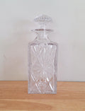 Vintage Cut Glass Decanter with Stopper | Geometric Starburst Design | Elegant Crystal Liquor Bottle | Barware | Collectible Glassware