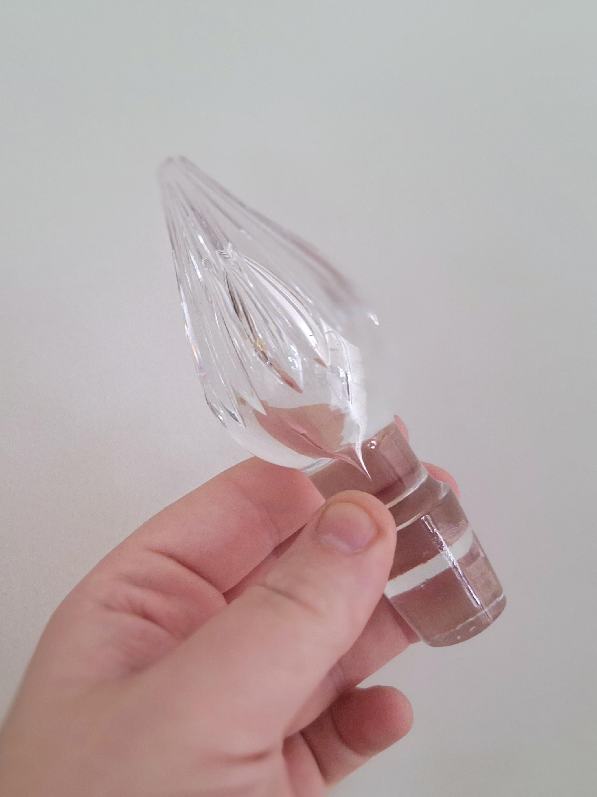 Vintage Cut Crystal Glass Decanter with Ornate Stopper  Elegant Liquor Bottle for Whiskey or Wine