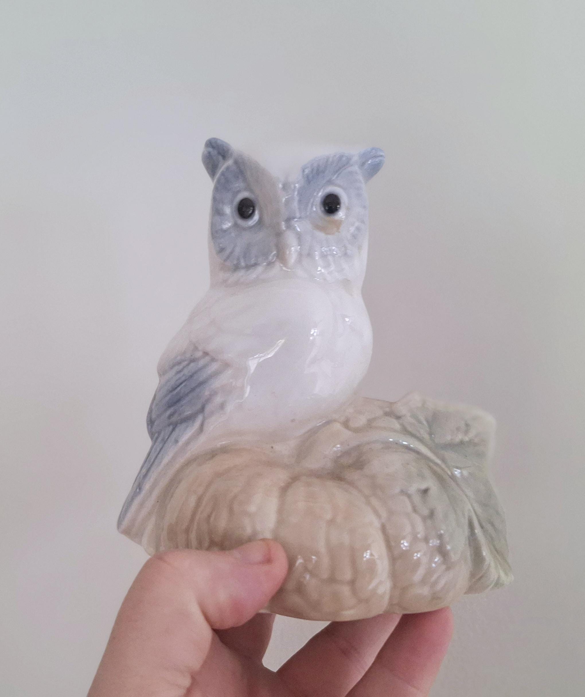 Vintage Ceramic Owl Figurine Tawny Owl Ornament Collectable Decorative Bird Owl  Lladro Style Bird Figure