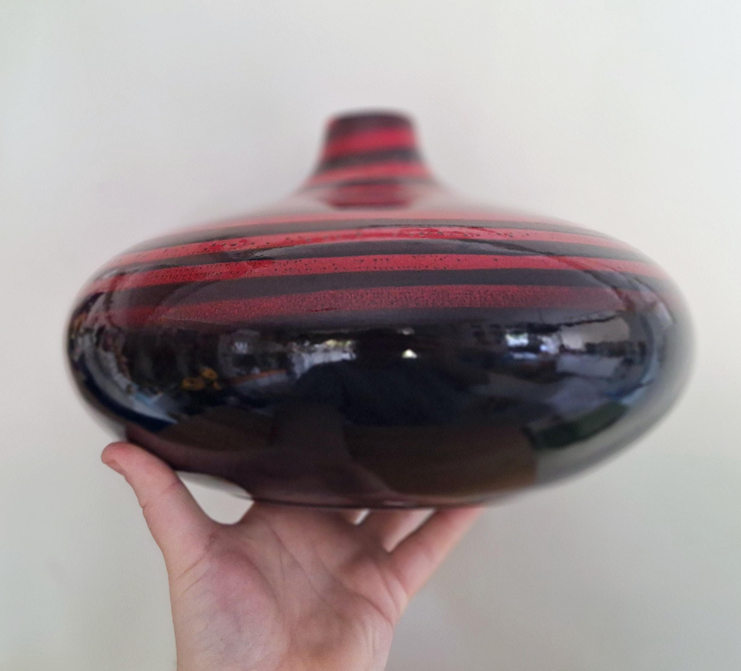 John Lewis Contemporary Red & Black Striped Decorative Vase  Unique Statement Piece for Modern Home Decor, Collectible Art Glass**