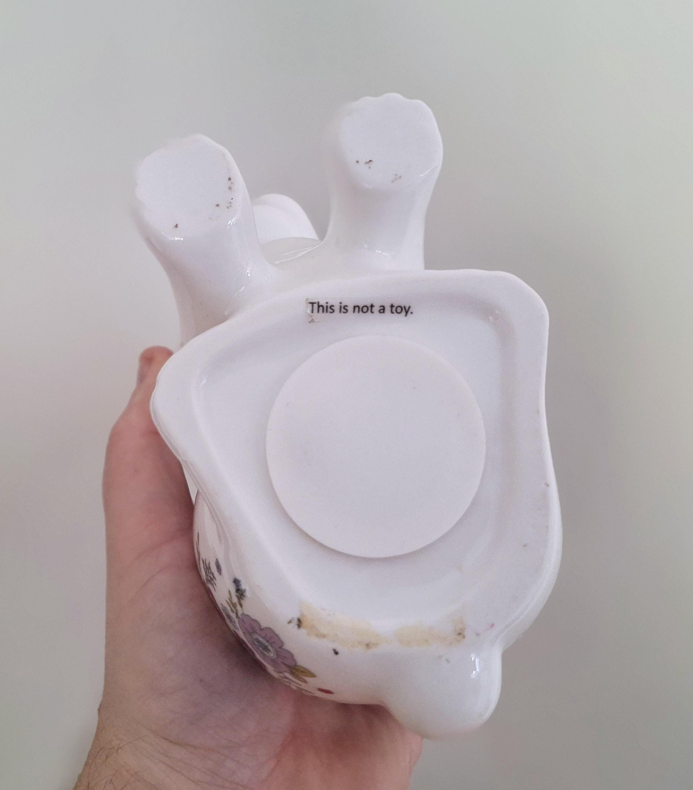 Vintage Ceramic Floral Rabbit Money Box, Decorative Floral Design Bunny Bank with Coin Slot, Home Decor