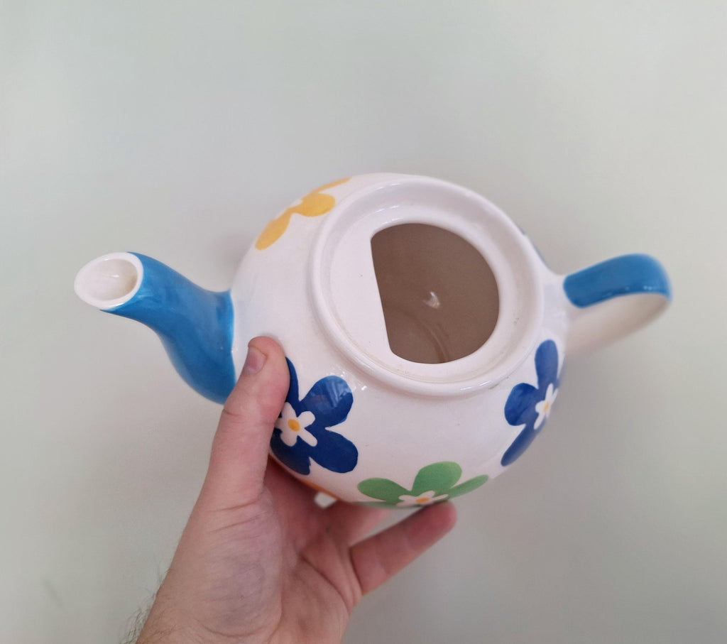 Whittard of Chelsea, vintage teapot, hand-painted teapot, retro floral teapot, ceramic teapot, 1990s teapot, collectible British teapot