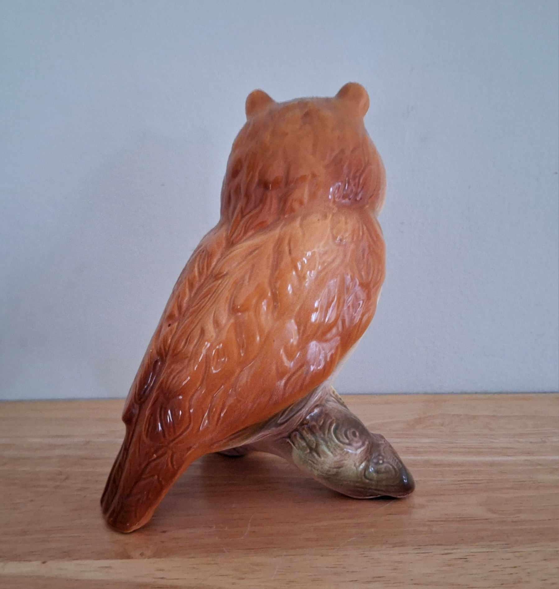 Hand-Painted Vintage Ceramic Owl Figurine - Rustic Woodland Decor, Collectible Owl Sculpture for Home or Gift - Mid-Century Style