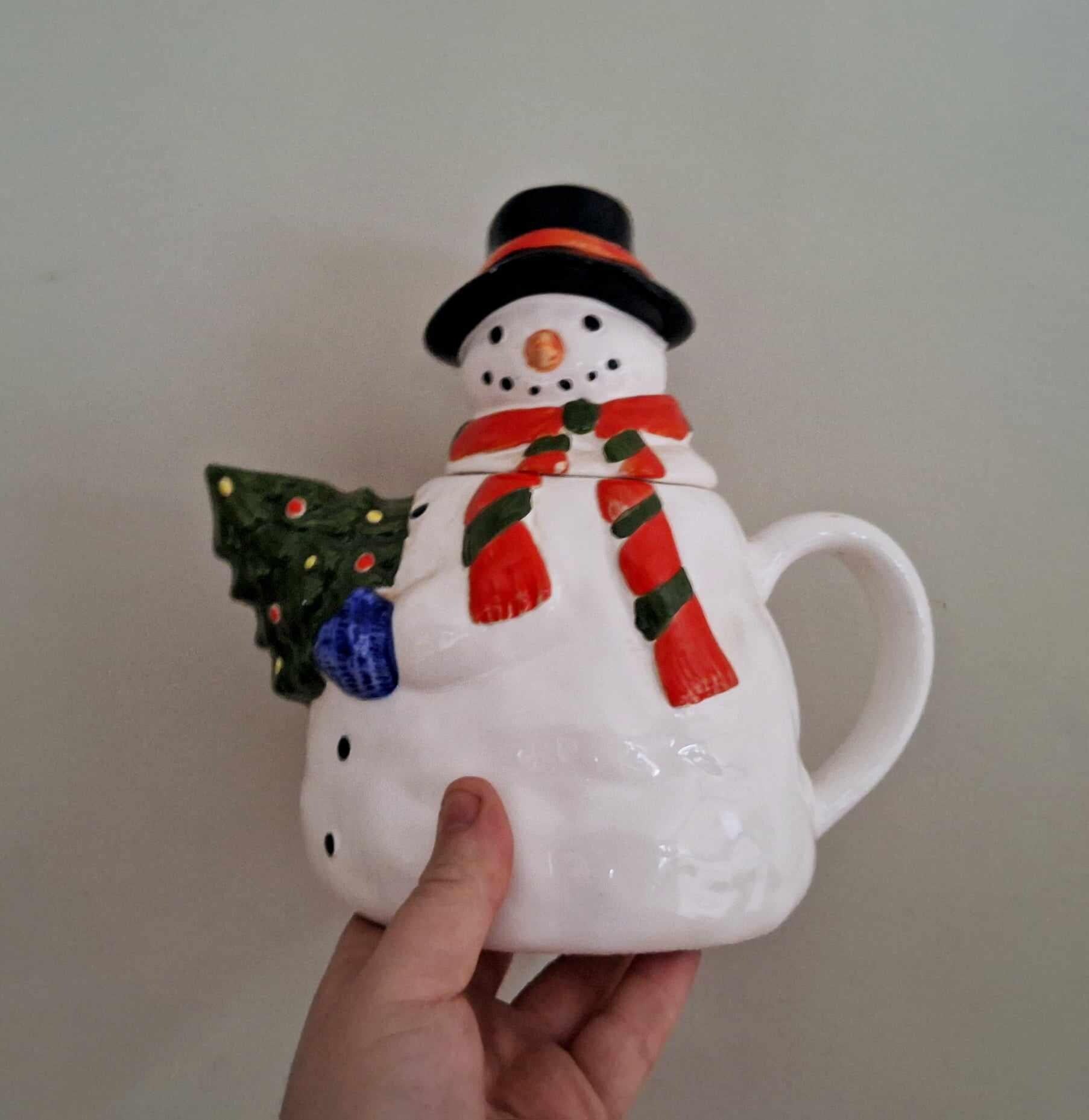 Vintage Snowman Ceramic Teapot | Holiday Teapot | Christmas Table Decor | Winter Wonderland Decor | Snowman Collectible | Holiday Gift
