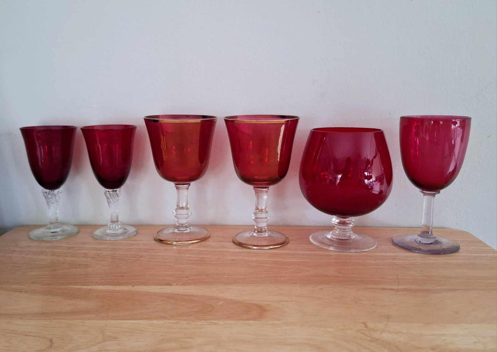 Pick Your Own Vintage Glassware Collection | Ruby Red Goblets | Art Deco Glass Vases | Carnival Glass Bowls | Crystal Wine Glasses