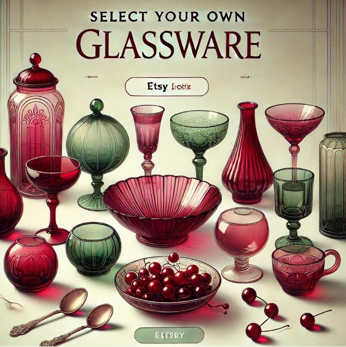 Select Your Own Ruby, Cranberry, or Green Glassware  Vintage Handcrafted Elegance  Bowls, Vases, and More
