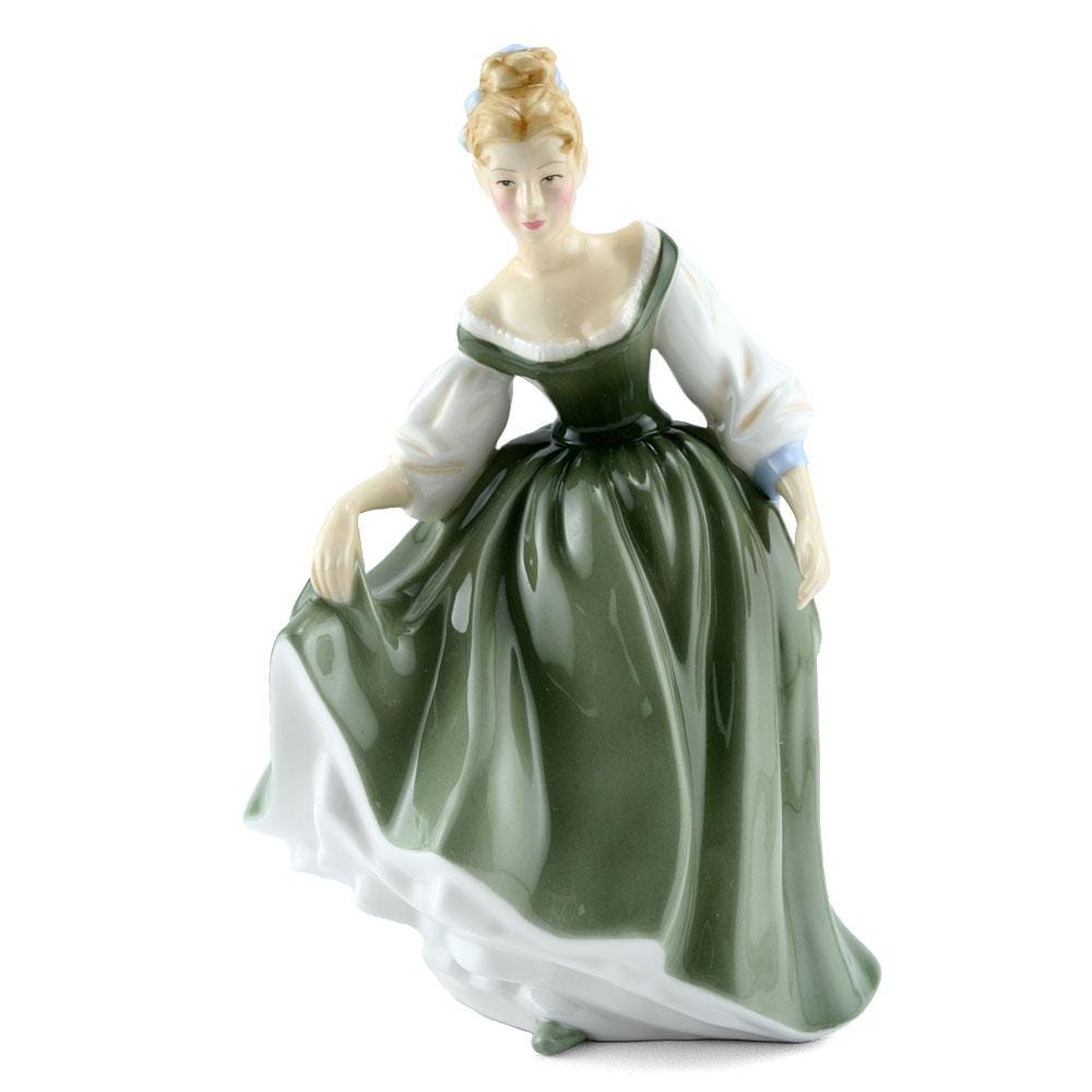 Royal Doulton Figurine - Fair Lady HN4719 - Hand-Painted Pretty Ladies Collectible in Elegant Green Dress - 2004 Petite Series