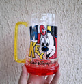 Vintage Mickey Mouse Walt Disney World Mug  Red & Yellow Handle, Authentic Disney Parks Memorabilia, Collectible Cup with Glitter Base