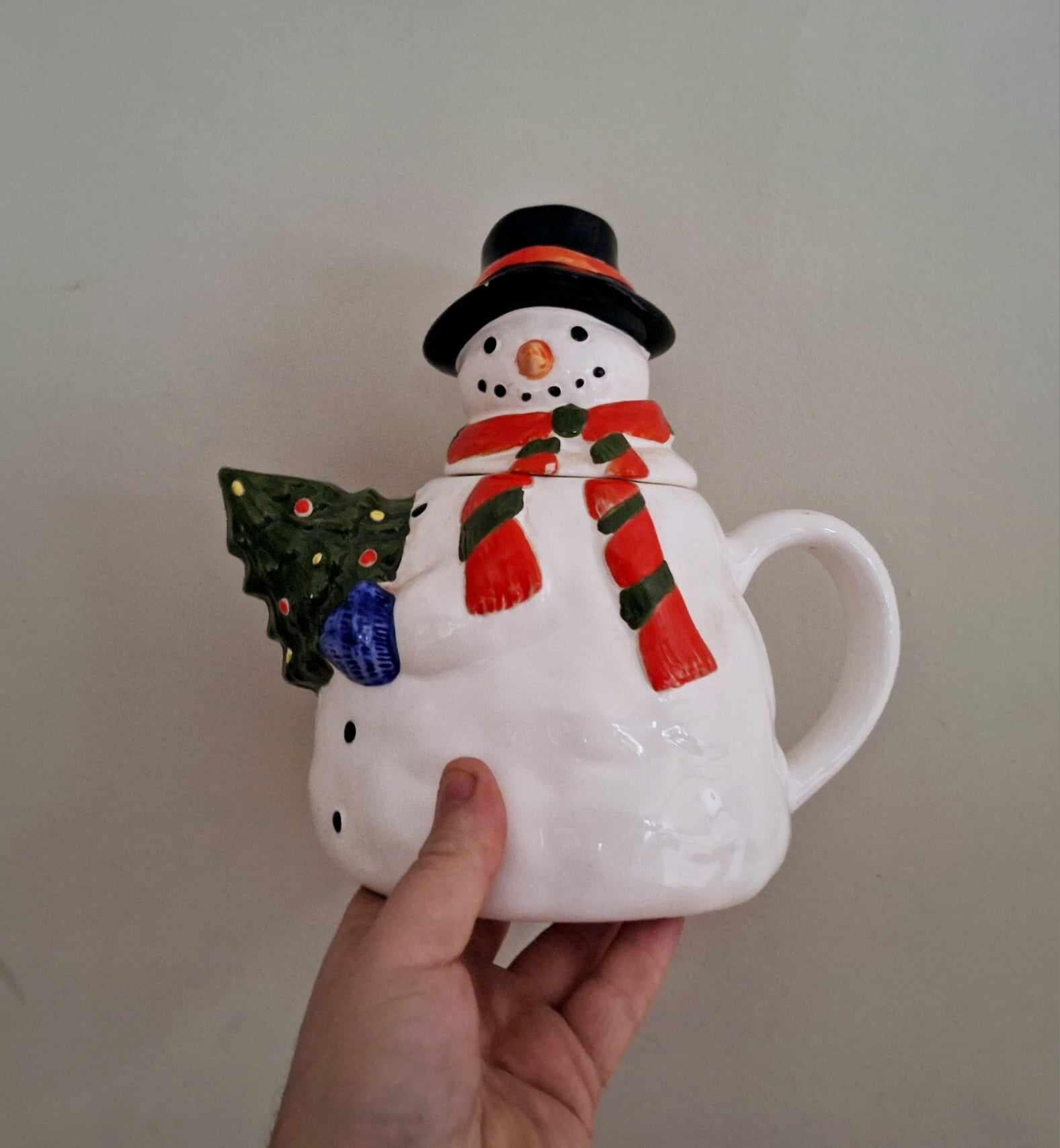 Vintage Snowman Ceramic Teapot | Holiday Teapot | Christmas Table Decor | Winter Wonderland Decor | Snowman Collectible | Holiday Gift