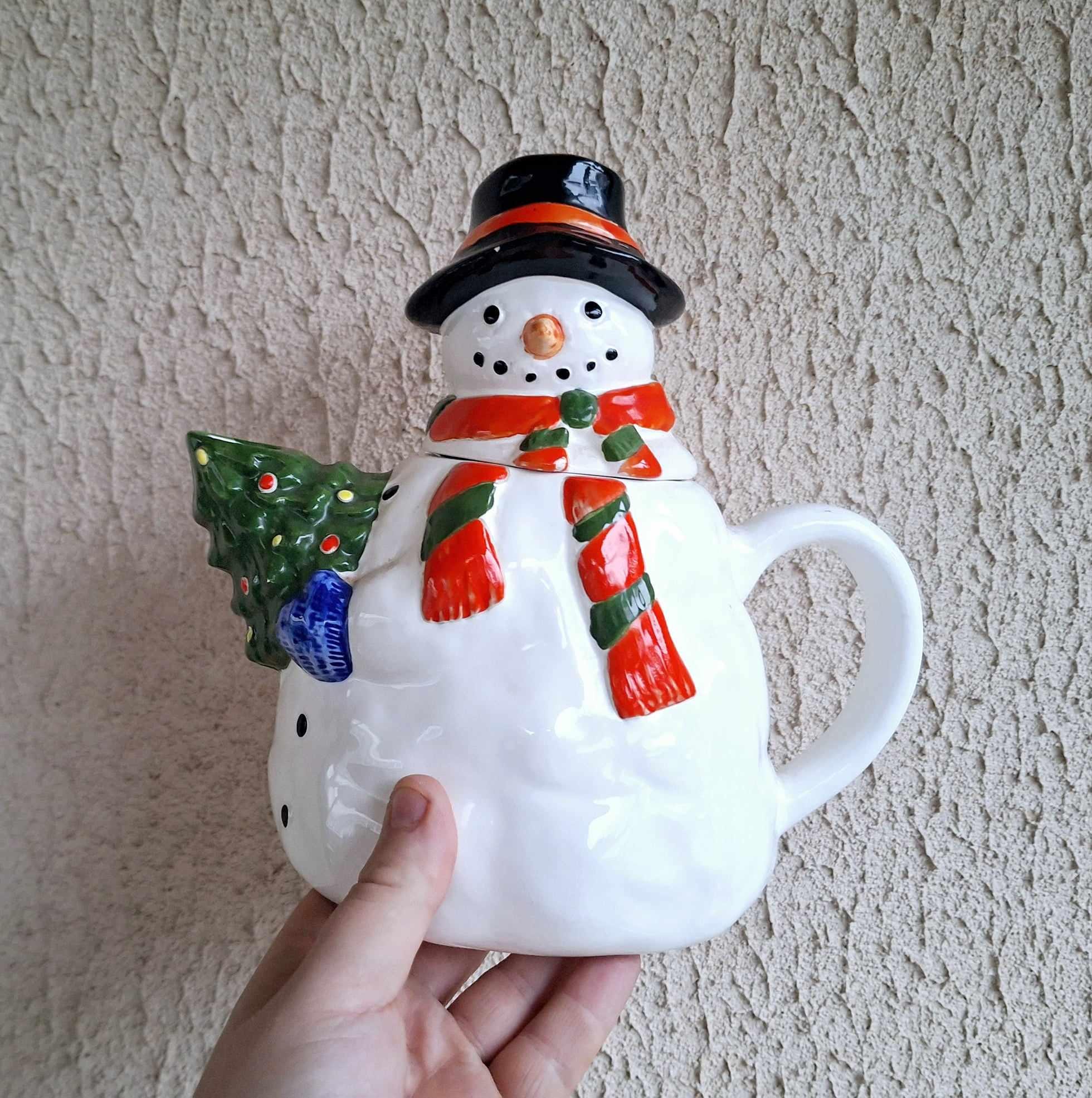 Vintage Snowman Ceramic Teapot | Holiday Teapot | Christmas Table Decor | Winter Wonderland Decor | Snowman Collectible | Holiday Gift