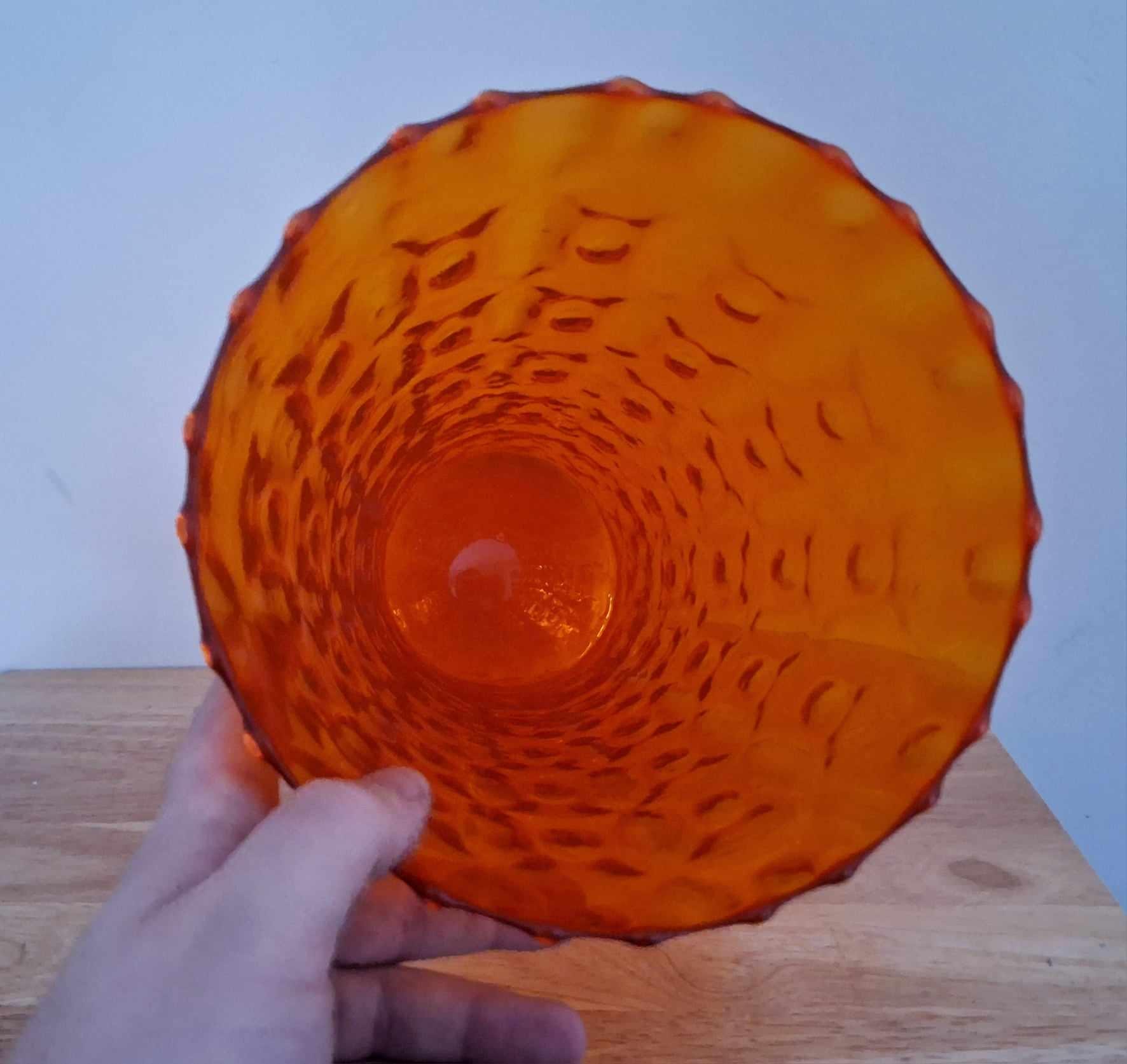 Vintage Amber Glass Vase  Textured Handblown Design, Mid-Century Modern Style, Retro Home Décor Centerpiece, 12" Tall