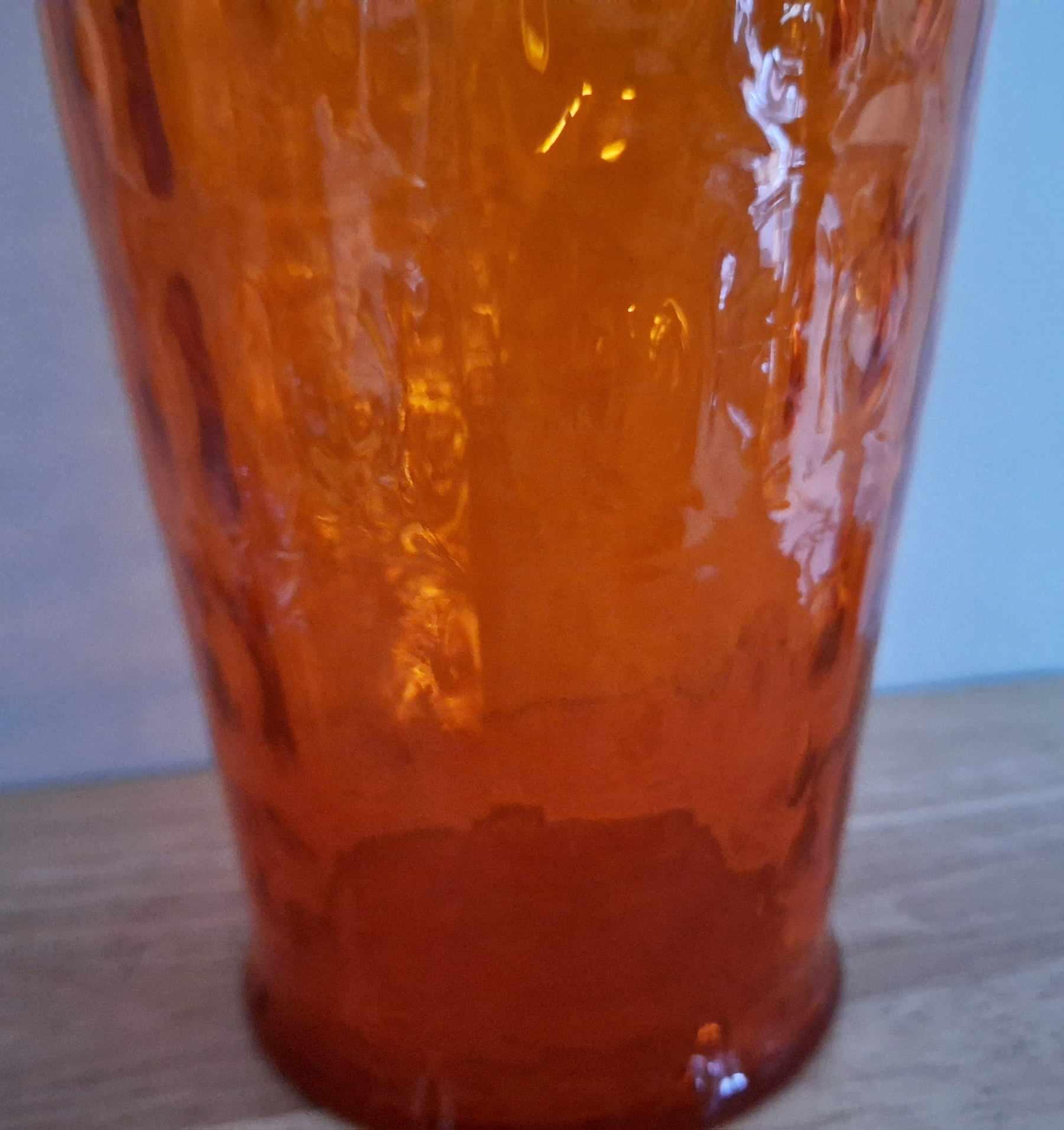 Vintage Amber Glass Vase  Textured Handblown Design, Mid-Century Modern Style, Retro Home Décor Centerpiece, 12" Tall