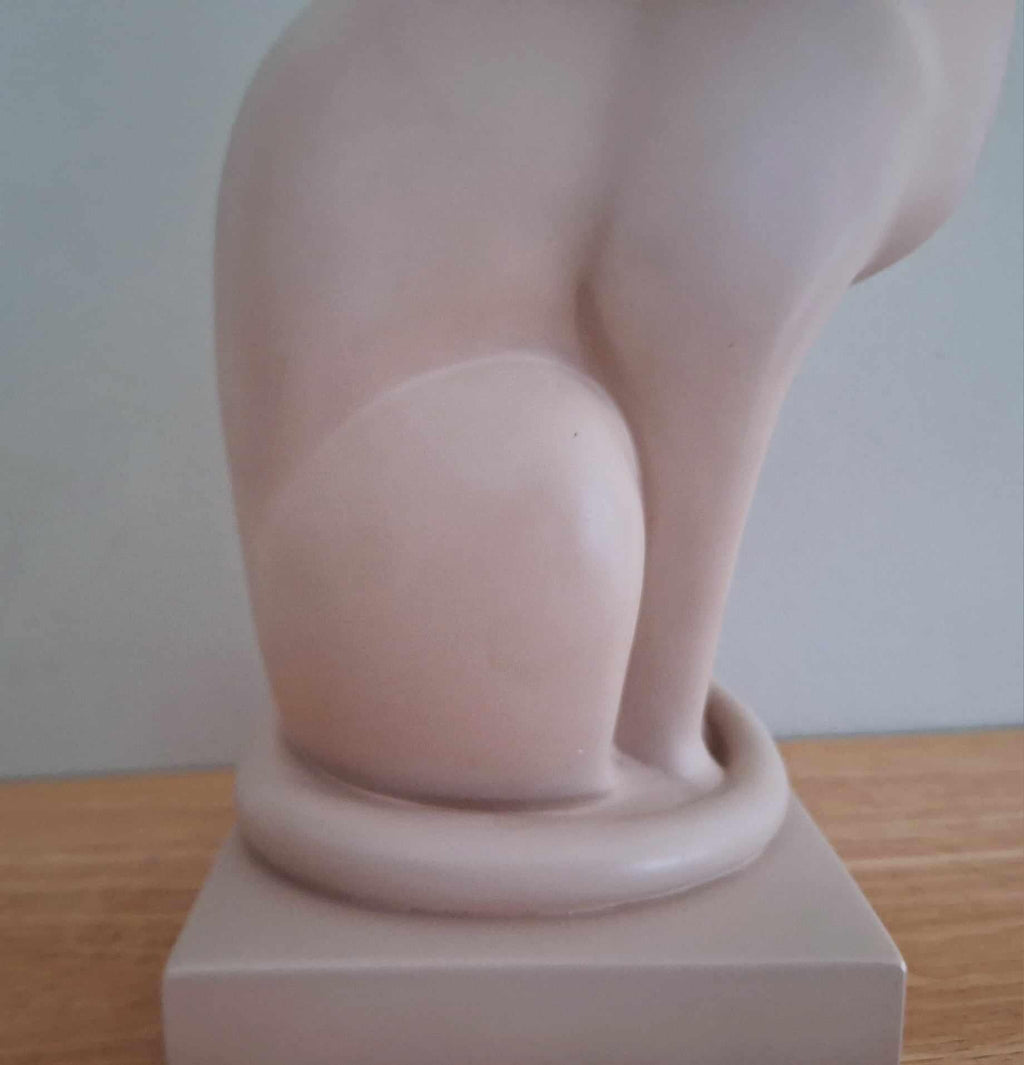 Serenity Cat Sculpture Inspired by Heinrich Waderé - 10" Heavy Modern Minimalist Matte Resin Décor Art, Elegant Home Ornament