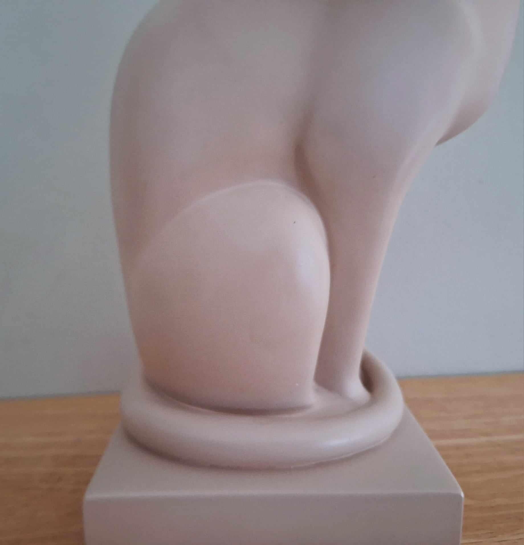 Serenity Cat Sculpture Inspired by Heinrich Waderé - 10" Heavy Modern Minimalist Matte Resin Décor Art, Elegant Home Ornament