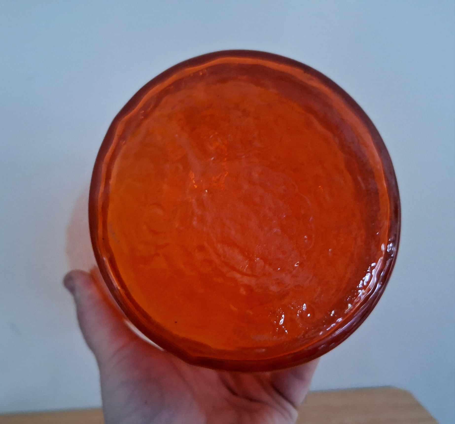 Vintage Amber Glass Vase  Textured Handblown Design, Mid-Century Modern Style, Retro Home Décor Centerpiece, 12" Tall