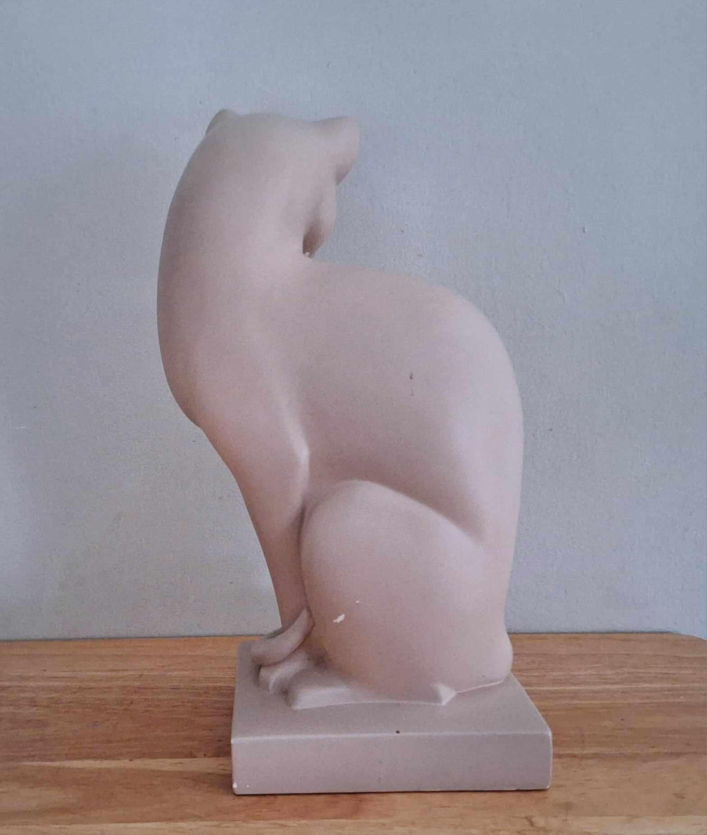 Serenity Cat Sculpture Inspired by Heinrich Waderé - 10" Heavy Modern Minimalist Matte Resin Décor Art, Elegant Home Ornament