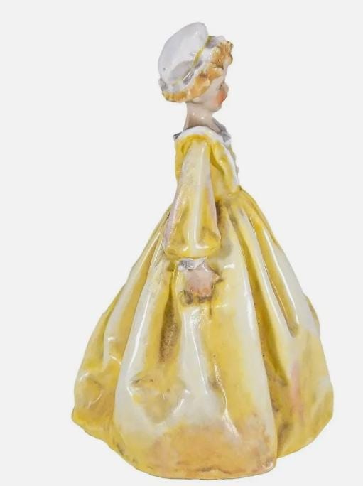 INTAGE Royal Worcester “Grandmothers Dress Figurine 3081 | F.G. Doughty Design | Yellow Dress Fine Bone China Collectible Made in England
