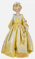 INTAGE Royal Worcester “Grandmothers Dress Figurine 3081 | F.G. Doughty Design | Yellow Dress Fine Bone China Collectible Made in England