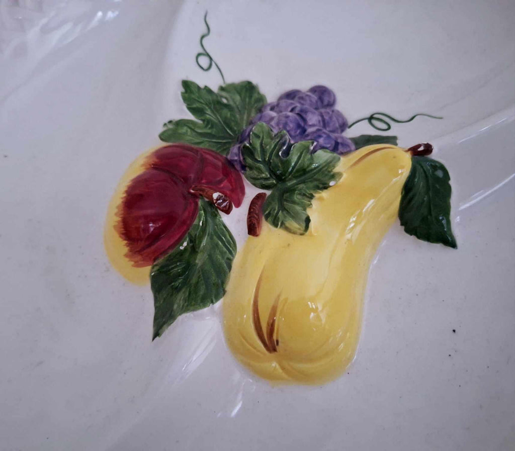 Vintage Hand-Painted Divided Serving Dish | Italian Fruit Motif Ceramic Plate | Retro Tableware | Mid-Century Entertaining 3 Section Platter
