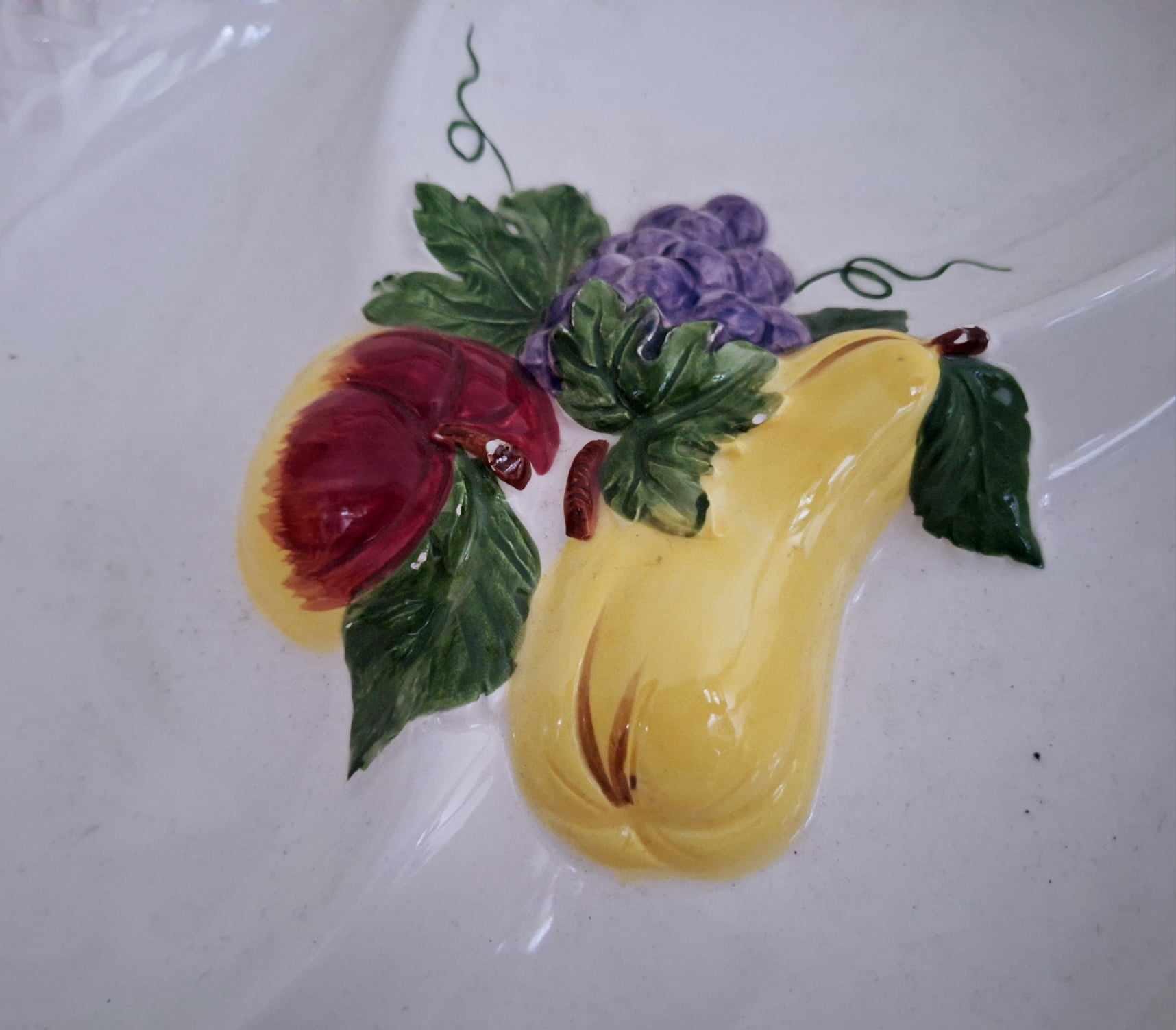 Vintage Hand-Painted Divided Serving Dish | Italian Fruit Motif Ceramic Plate | Retro Tableware | Mid-Century Entertaining 3 Section Platter