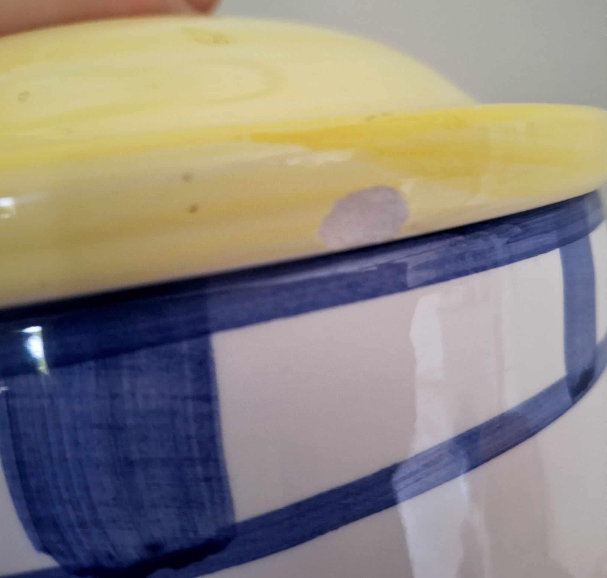 Large Hand-Painted Lemon Ceramic Jar with Lid  Vintage Italian Style Kitchen Canister  Farmhouse Storage Pot  Country Home Decor