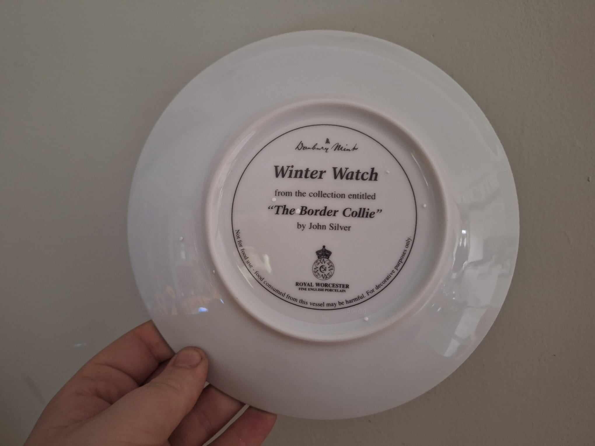 Winter Watch Danbury Mint Border Collie Plate by John Silver | Royal Worcester Collector Dog Plate with COA | Gift for Dog Lovers