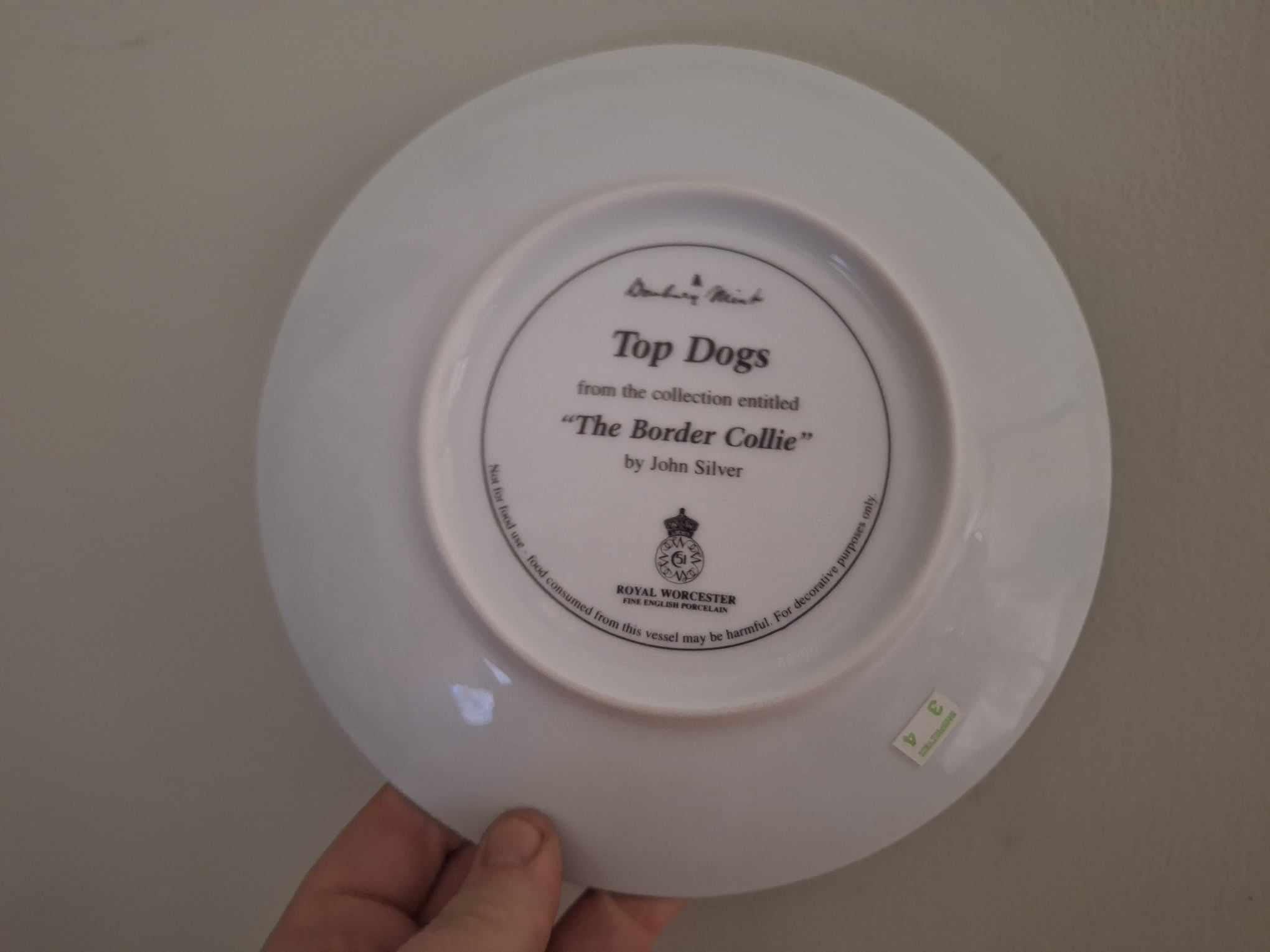 Top Dog Danbury Mint Border Collie Plate by John Silver | Royal Worcester Dog Collector Plate | Vintage Gift for Dog Lovers