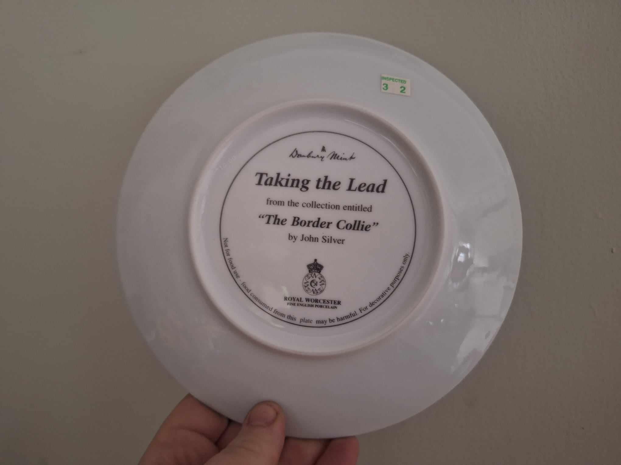 Taking the Lead Danbury Mint Border Collie Plate | John Silver Royal Worcester Dog Plate | Walkies Scene | Collector Gift for Dog Lovers