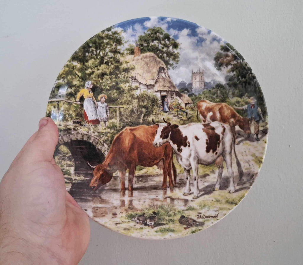 Wedgwood ‘A Cooling Drink Collector Plate by John L. Chapman | 1989 Limited Edition | Life on the Farm Series | Vintage Cattle Scene |