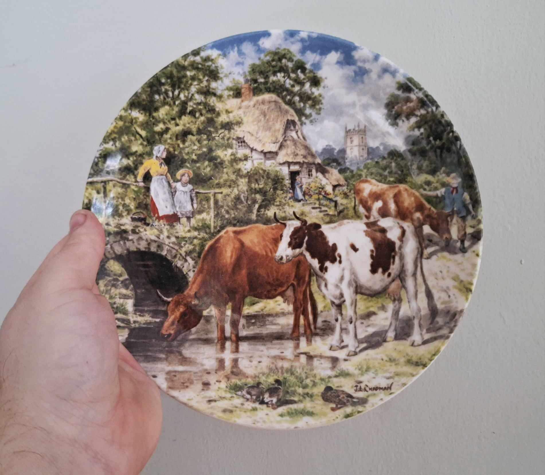 Wedgwood ‘A Cooling Drink Collector Plate by John L. Chapman | 1989 Limited Edition | Life on the Farm Series | Vintage Cattle Scene |
