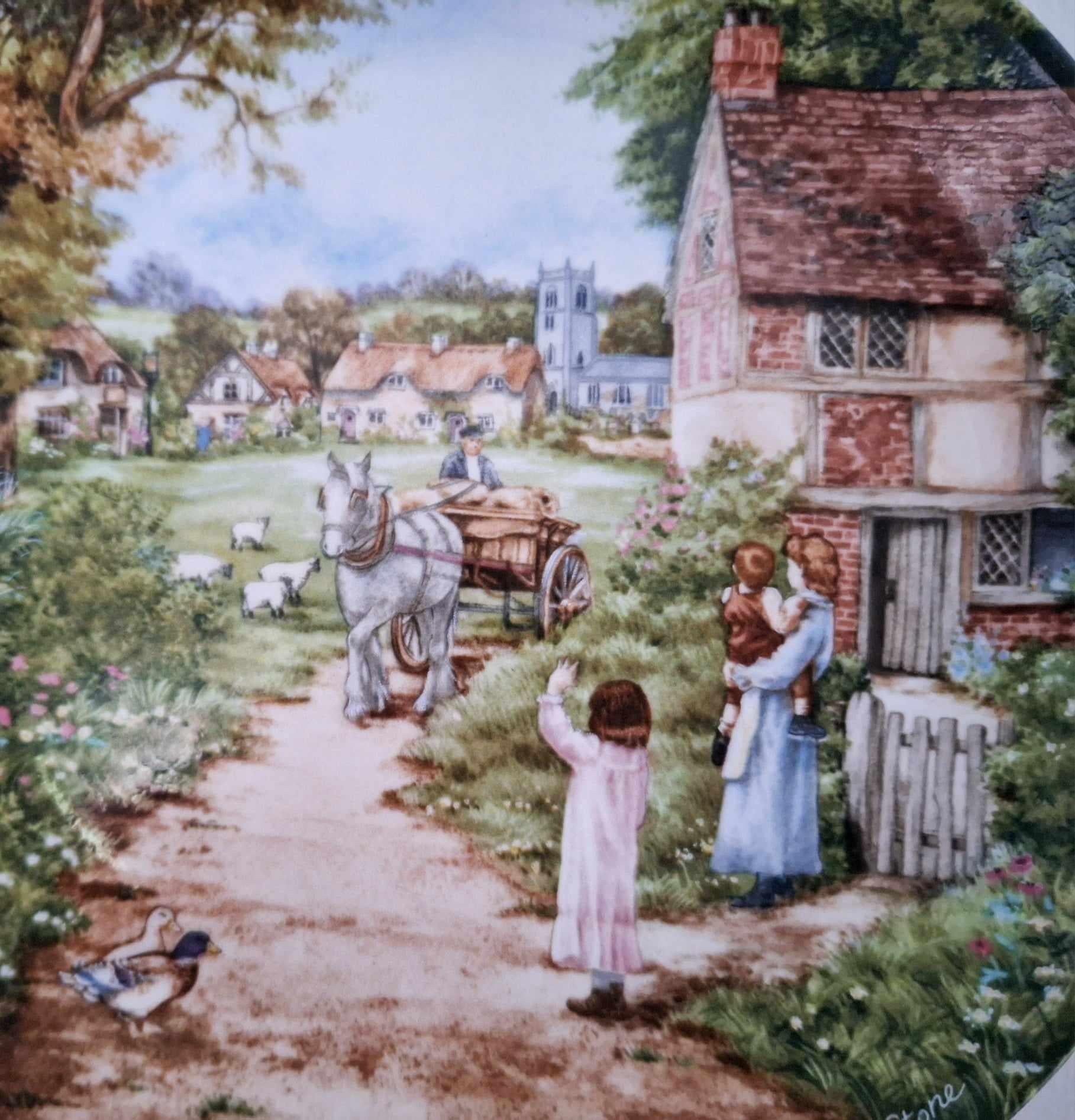 Wedgwood ‘The Path to the Green Plate by Petula Stone | 1989 Limited Edition | Village Green Series | English Countryside Scene