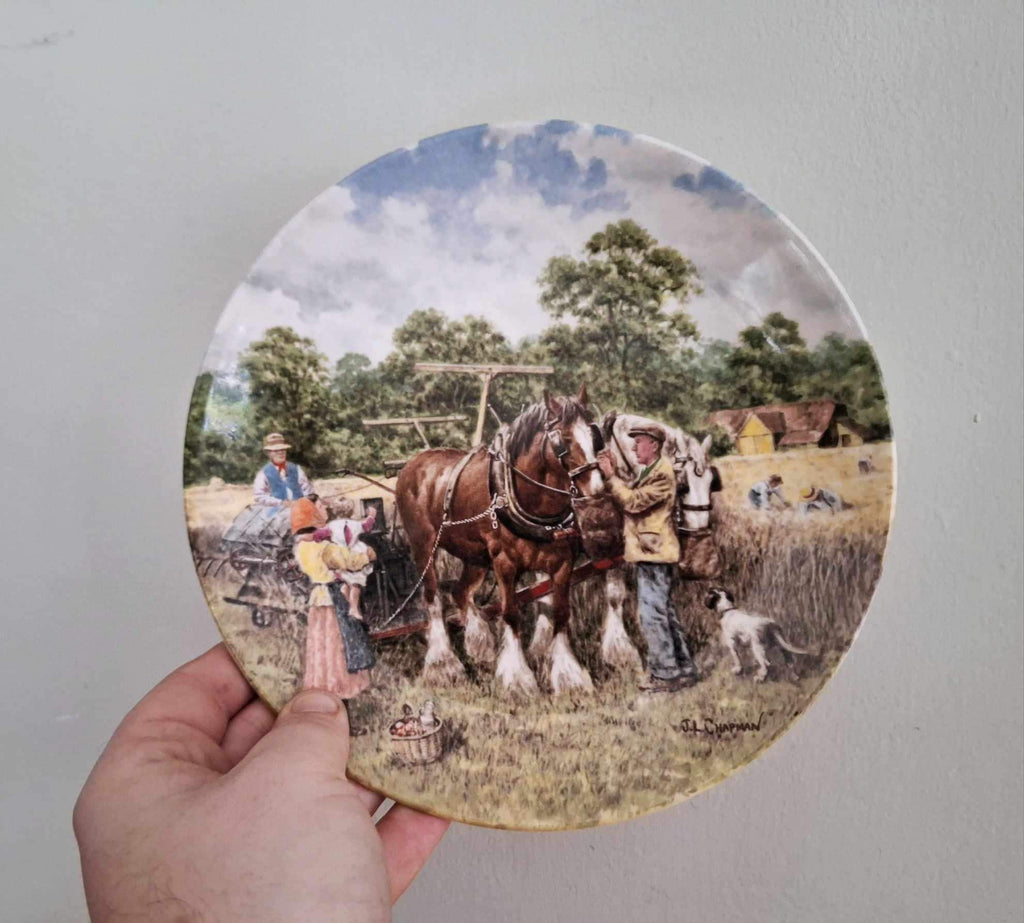 Wedgwood ‘Binding the Corn Plate by John L. Chapman | 1989 Limited Edition | Life on the Farm Series | Country Horse Scene |