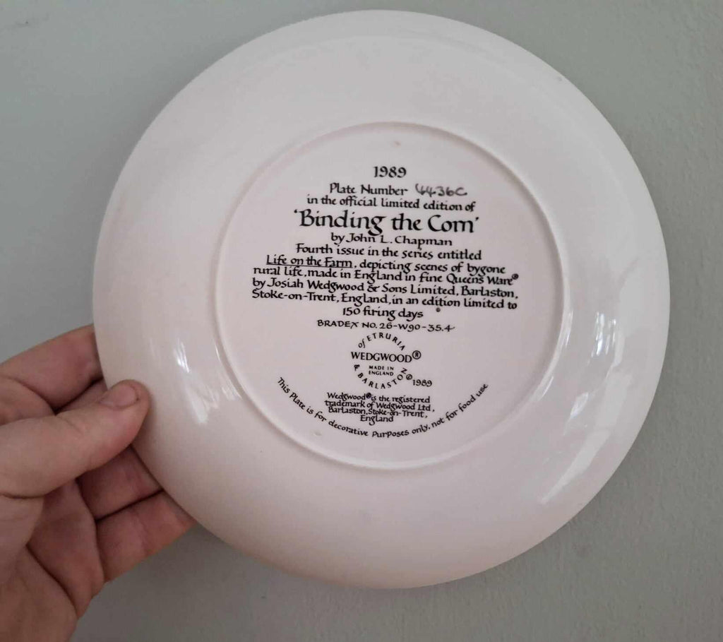Wedgwood ‘Binding the Corn Plate by John L. Chapman | 1989 Limited Edition | Life on the Farm Series | Country Horse Scene |