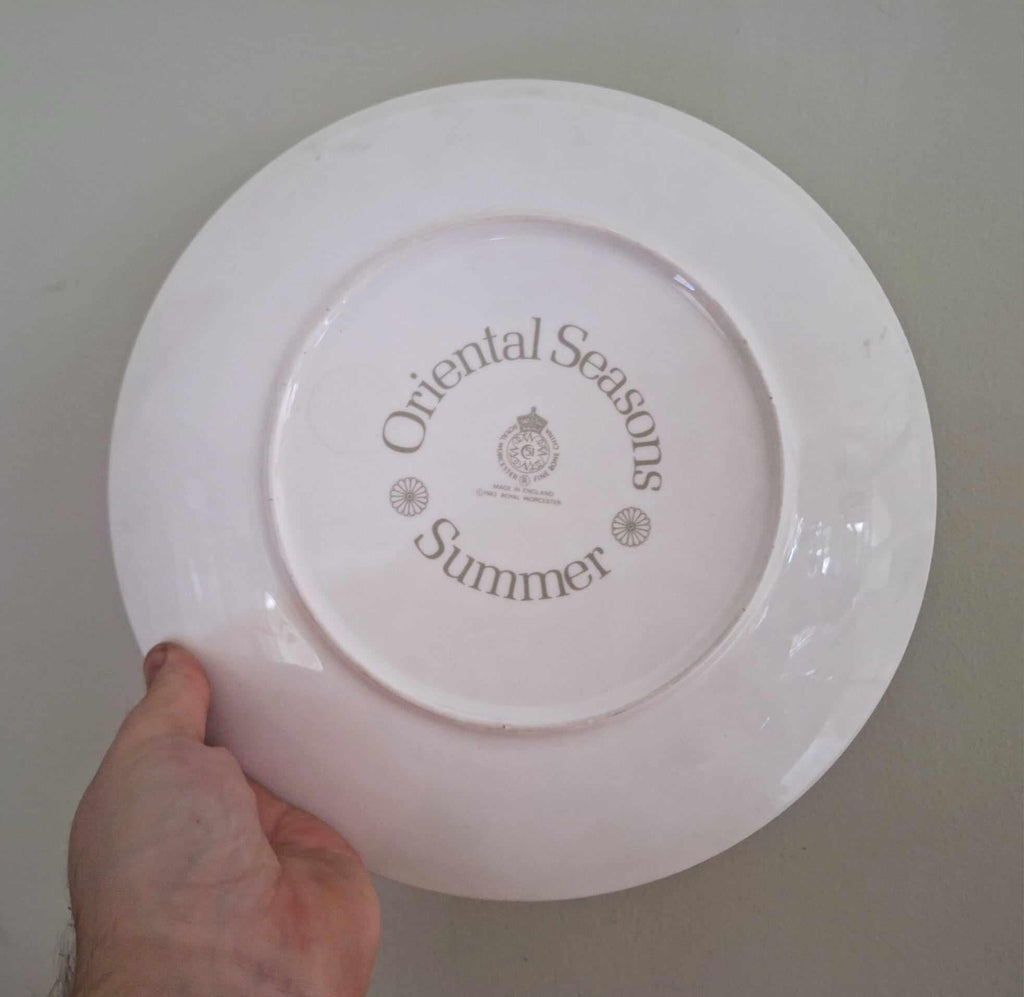 Oriental Seasons Summer Collector Plate Royal Worcester Fine Bone China Peacocks Floral Gold Rim Decorative Plate with Box Wall Art Gift