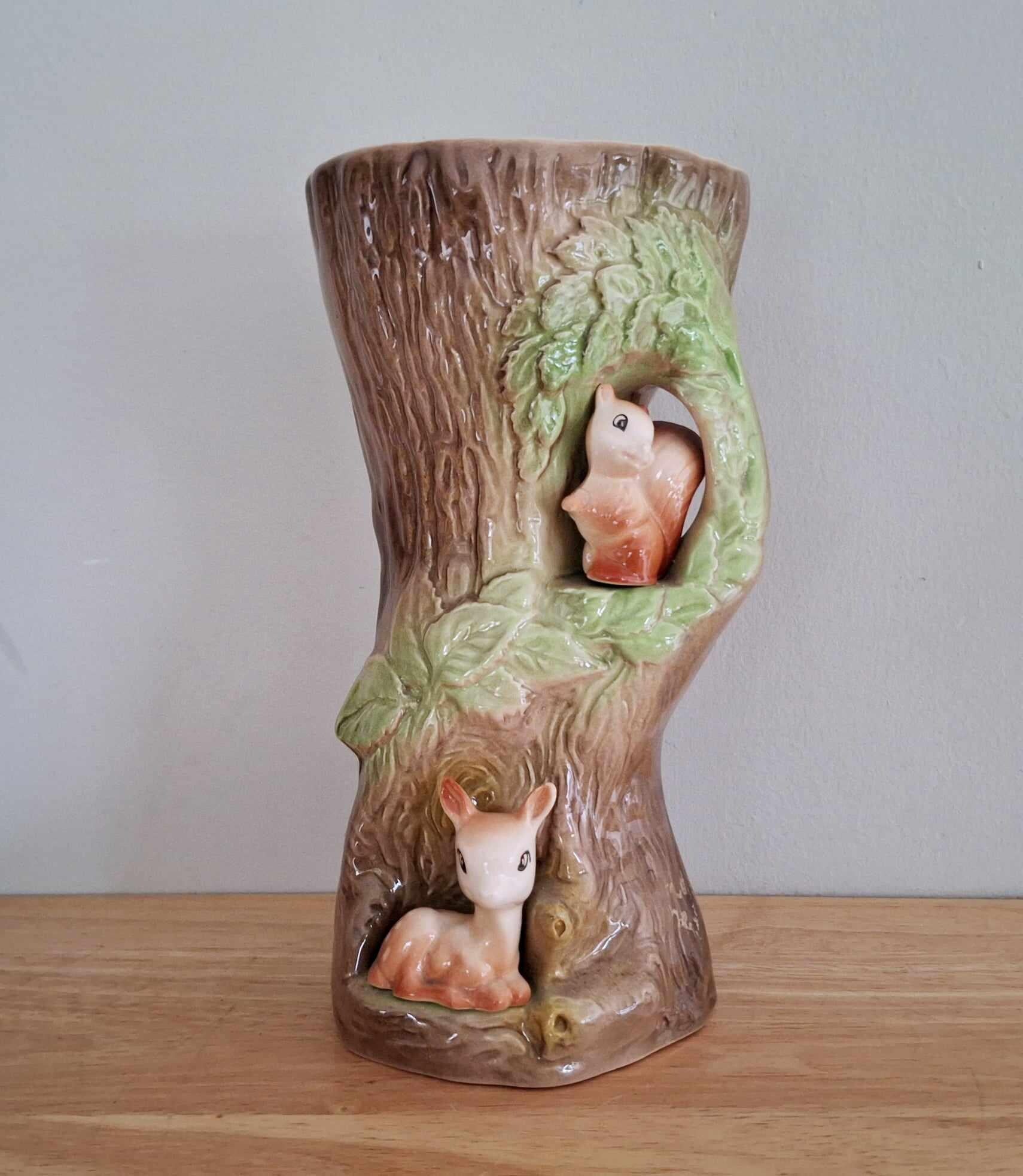 Hornsea Fauna Royal Planter | Vintage Ceramic Log Planter Deer | Select Your Own | Retro Woodland Home Decor | Cute Forest Style