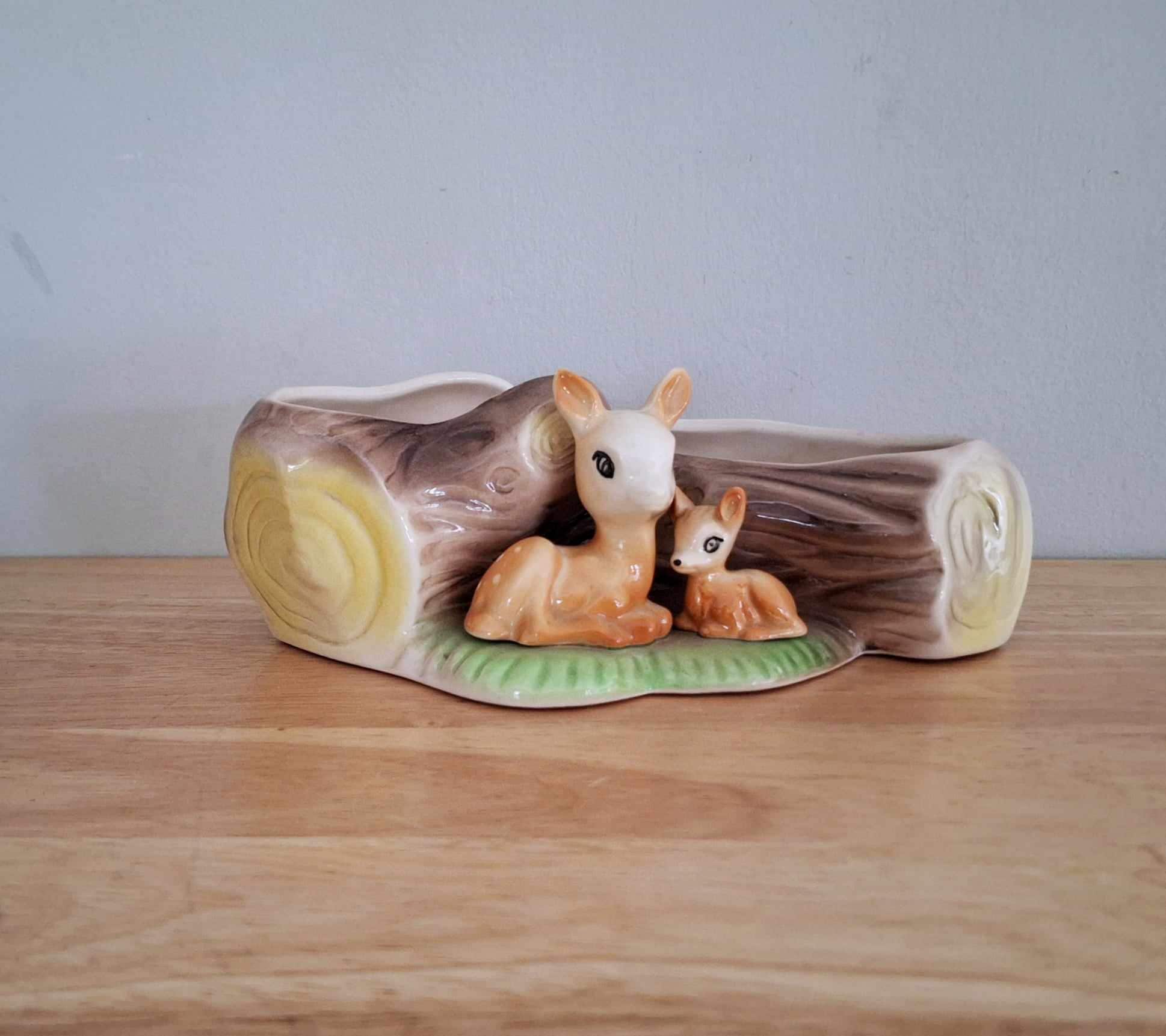 Hornsea Fauna Royal Planter | Vintage Ceramic Log Planter Deer | Select Your Own | Retro Woodland Home Decor | Cute Forest Style