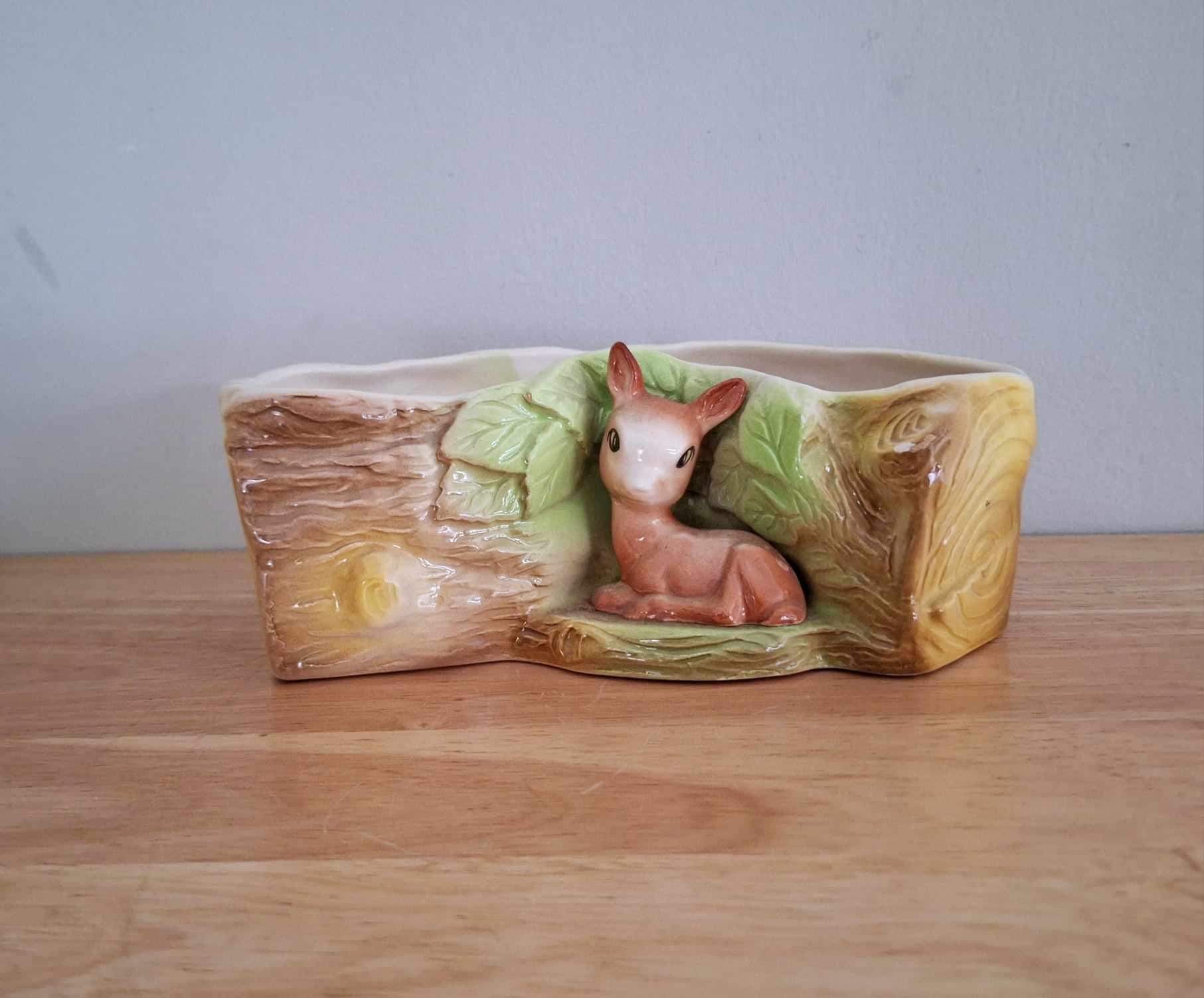 Hornsea Fauna Royal Planter | Vintage Ceramic Log Planter Deer | Select Your Own | Retro Woodland Home Decor | Cute Forest Style