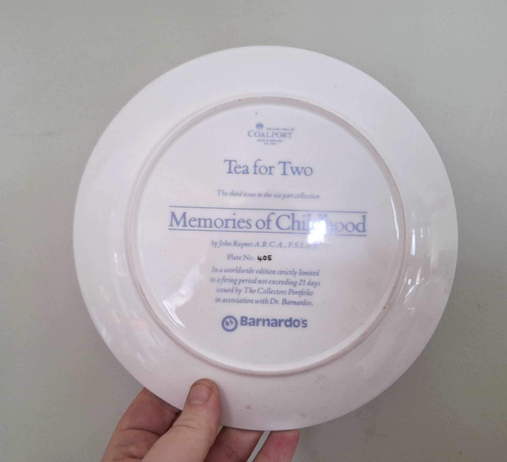 Coalport Tea for Two Collector Plate | Memories of Childhood Series | John Raynes | Barnardo's Charity Limited Edition