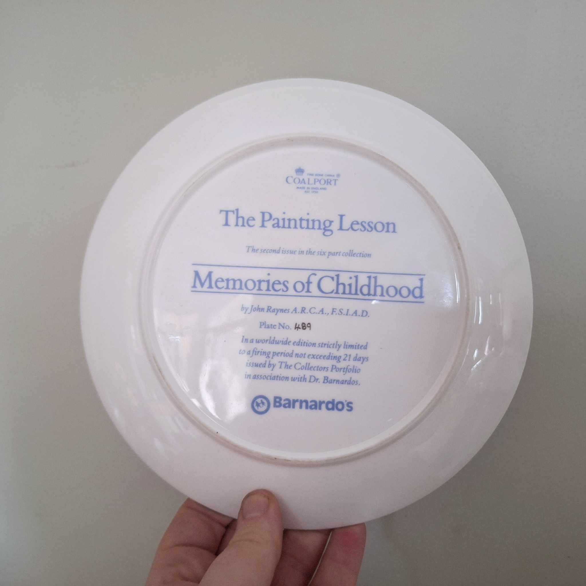 Coalport Plate “The Painting Lesson by John Raynes | Memories of Childhood Series | Barnardos Collector Plate 1980s Art Decor