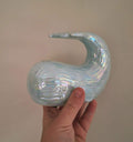 Iridescent Ceramic Whale Ornament  Glossy Coastal Bathroom Decor, Ocean-Themed Figurine, Pastel Glaze, Modern Shelf Accent