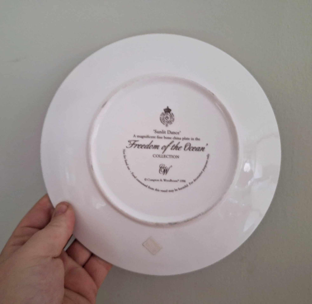 Sunlit Dance Collector Plate Freedom of the Ocean Compton Woodhouse Fine Bone China Dolphins Tropical Ocean Sunset Coral Reef Wall Art Gift