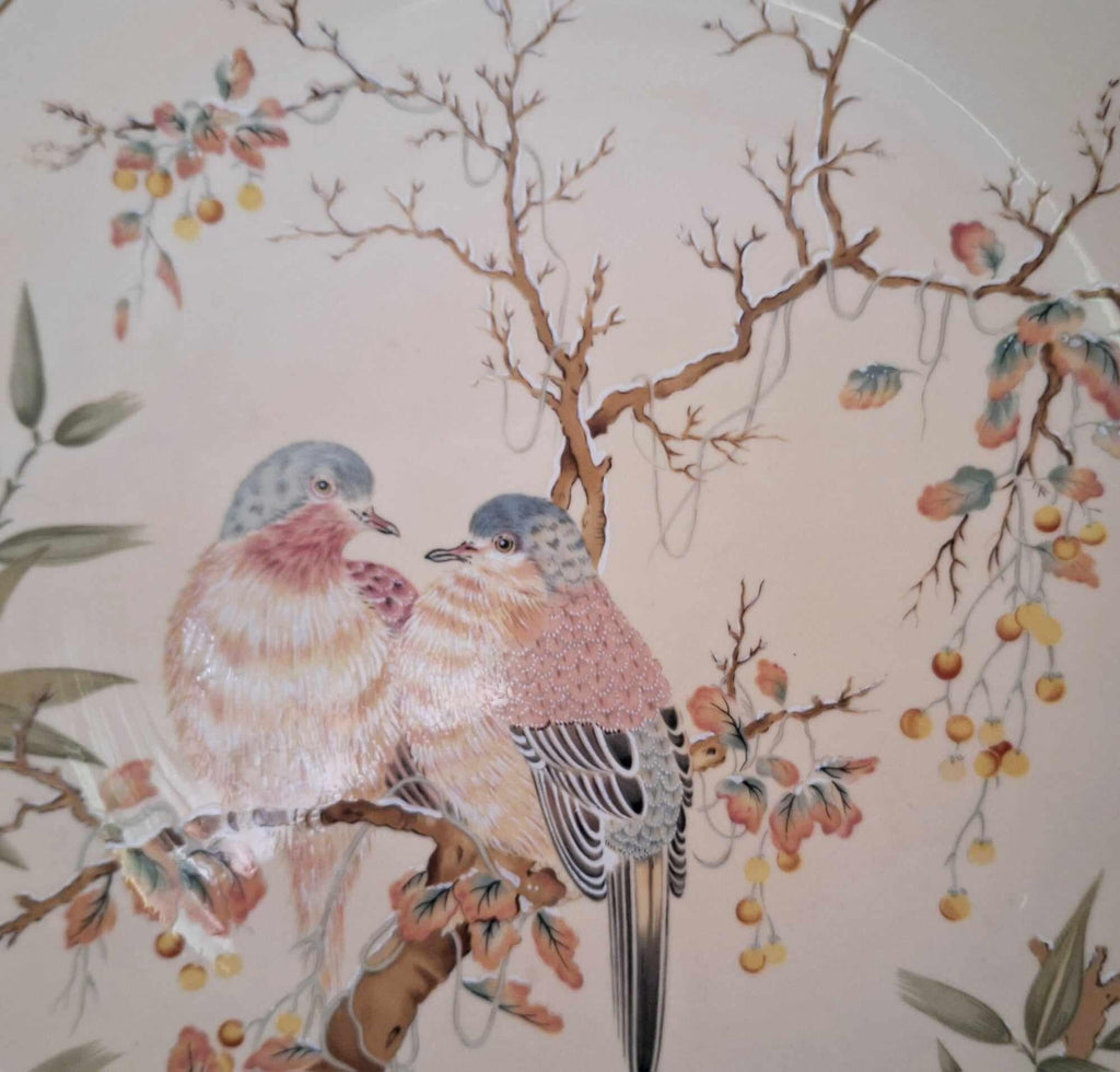 Oriental Seasons Winter Collector Plate Royal Worcester Fine Bone China Doves Floral Gold Rim Decorative Plate with Box Wall Art Gift